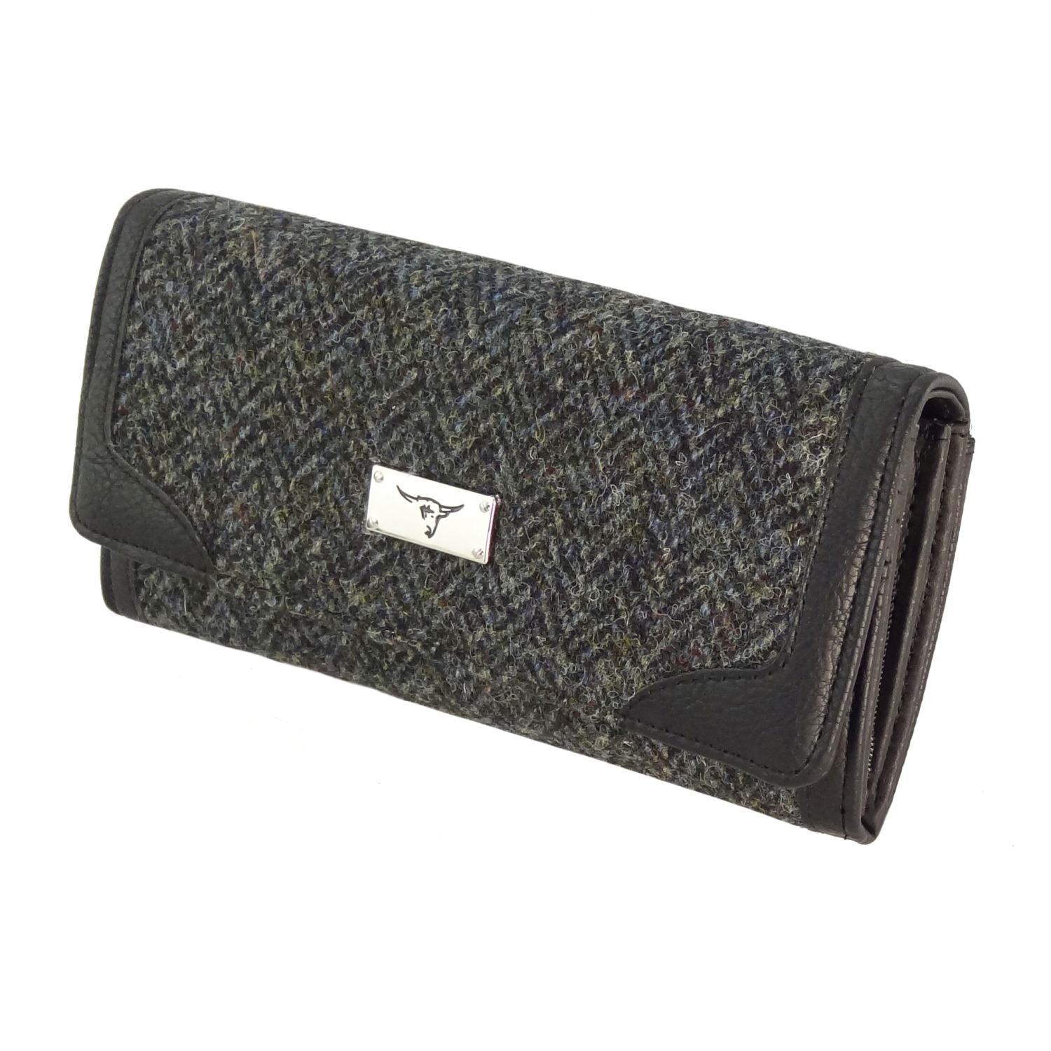 Bute Long Purse Harris Tweed Charcoal Herringbone | Harris Tweed Scotland
