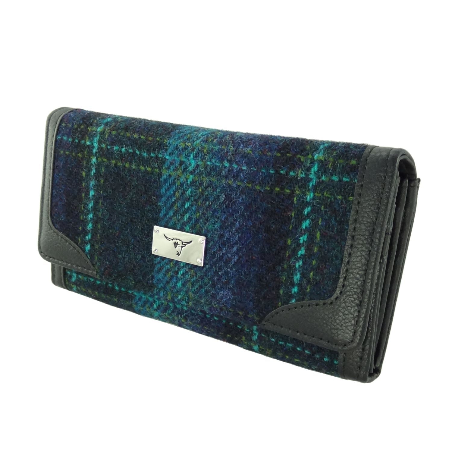 Harris Tweed Bute Long Purse Navy, Blue & Black - COL119 | Harris Tweed Scotland