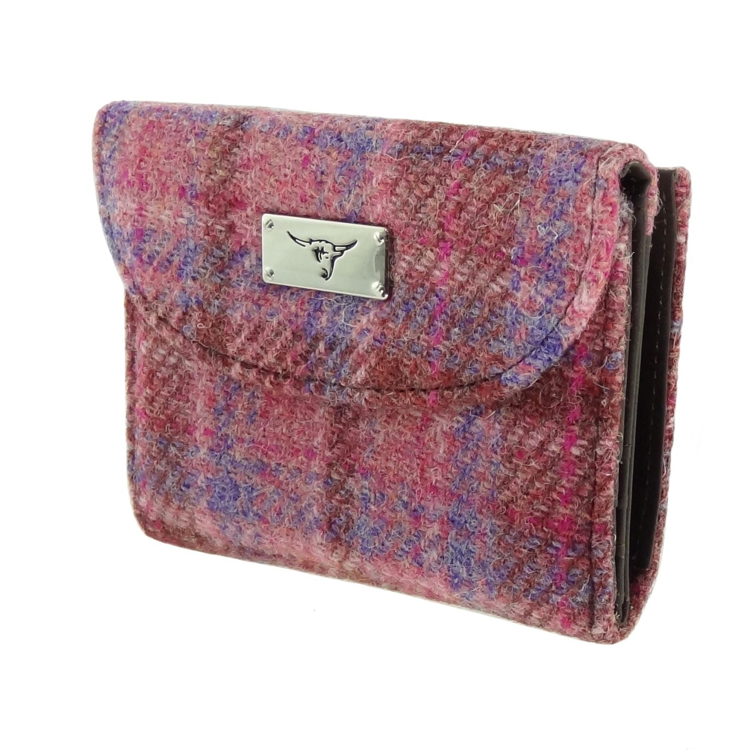 Jura Short Purse with Harris Tweed Purple Check Fabric - COL103 | Harris Tweed Scotland