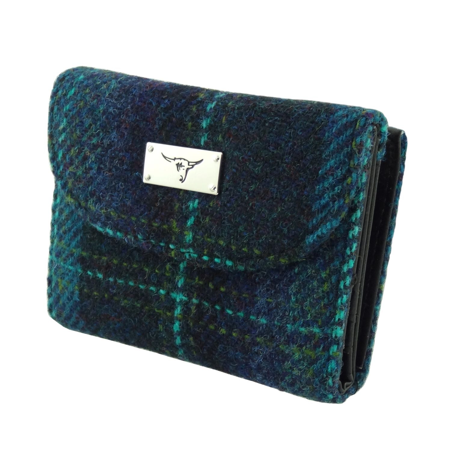 Jura Short Purse with Harris Tweed Navy Blue Check Fabric - COL119 | Harris Tweed Scotland