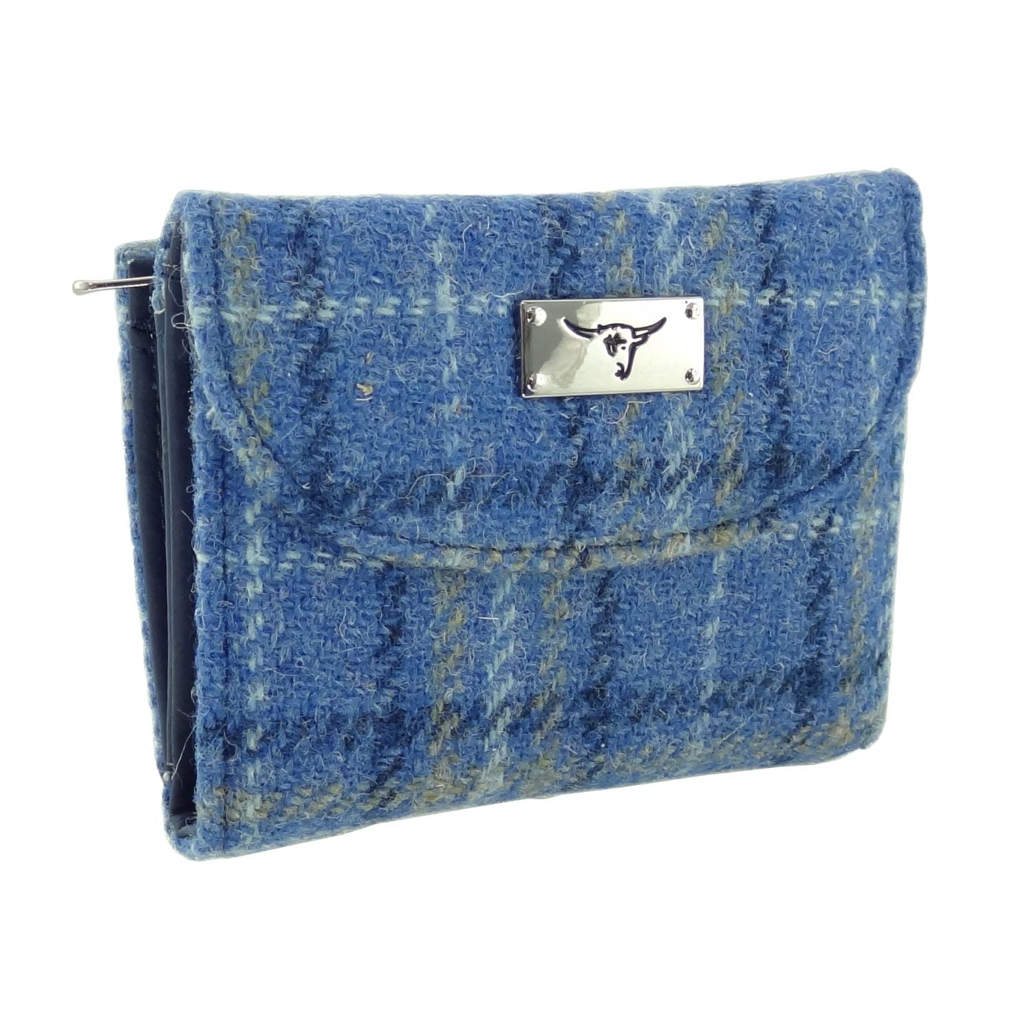 Jura Short Purse with Harris Tweed Blue Check Fabric - COL129 | Harris Tweed Scotland
