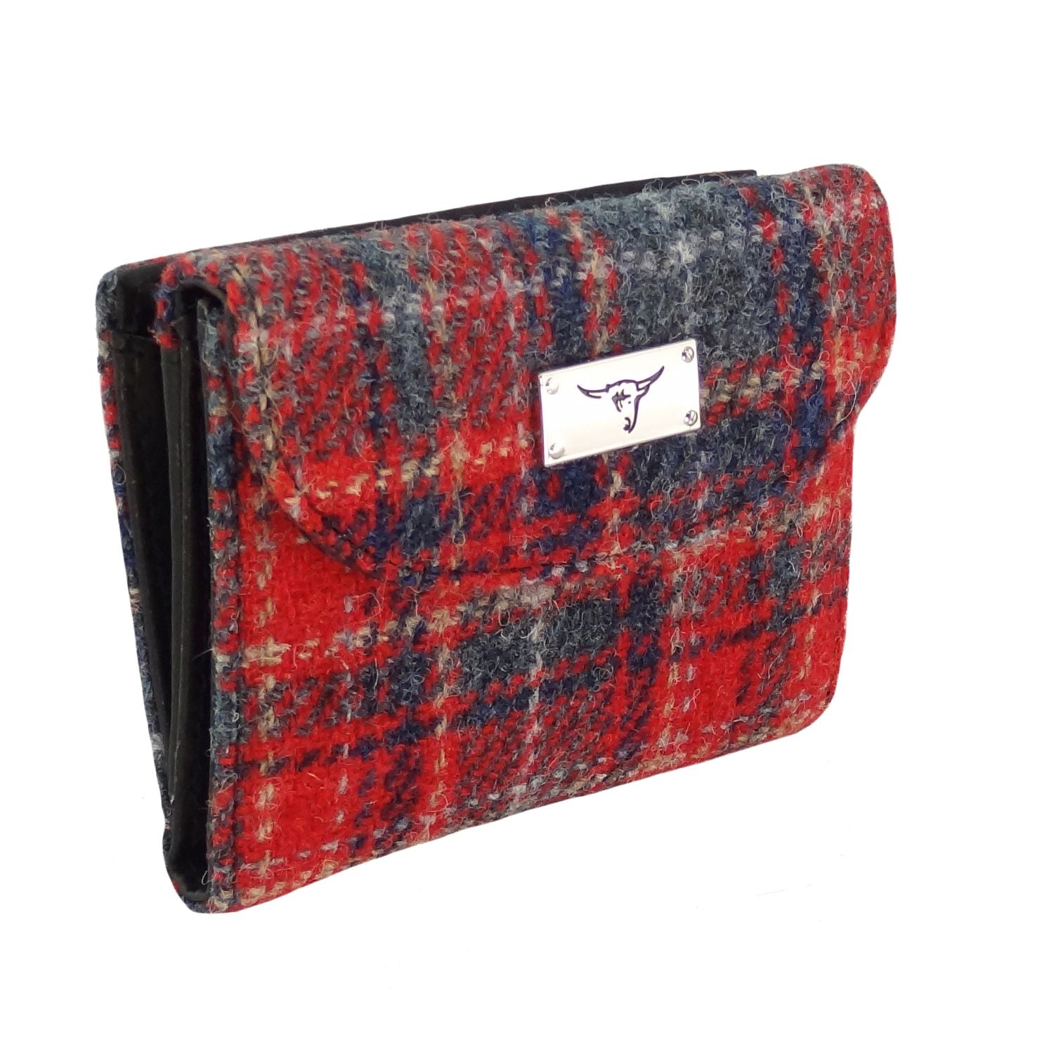 Jura Short Purse with Harris Tweed Red & Grey Tartan | Harris Tweed Scotland