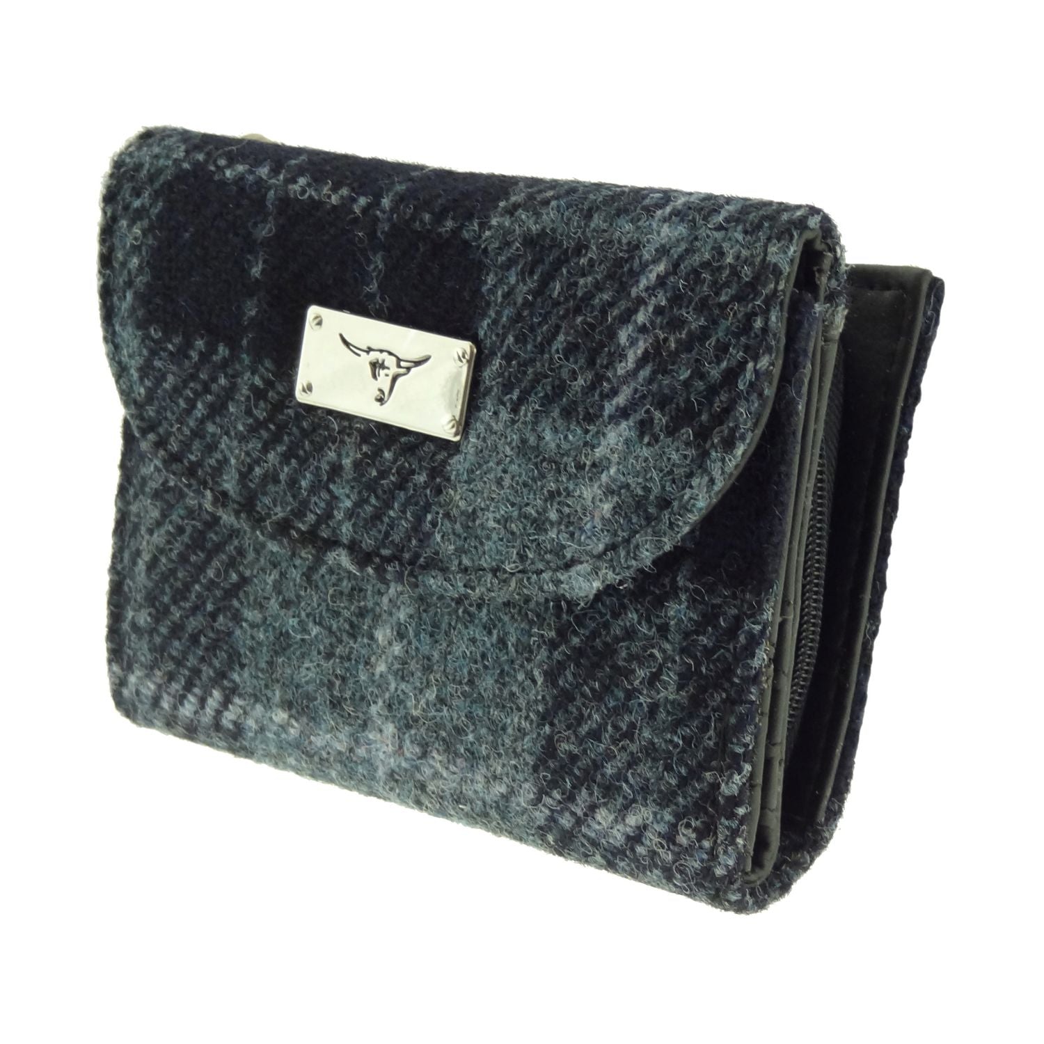 Jura Short Purse with Harris Tweed Black Check Fabric - COL95 | Harris Tweed Scotland