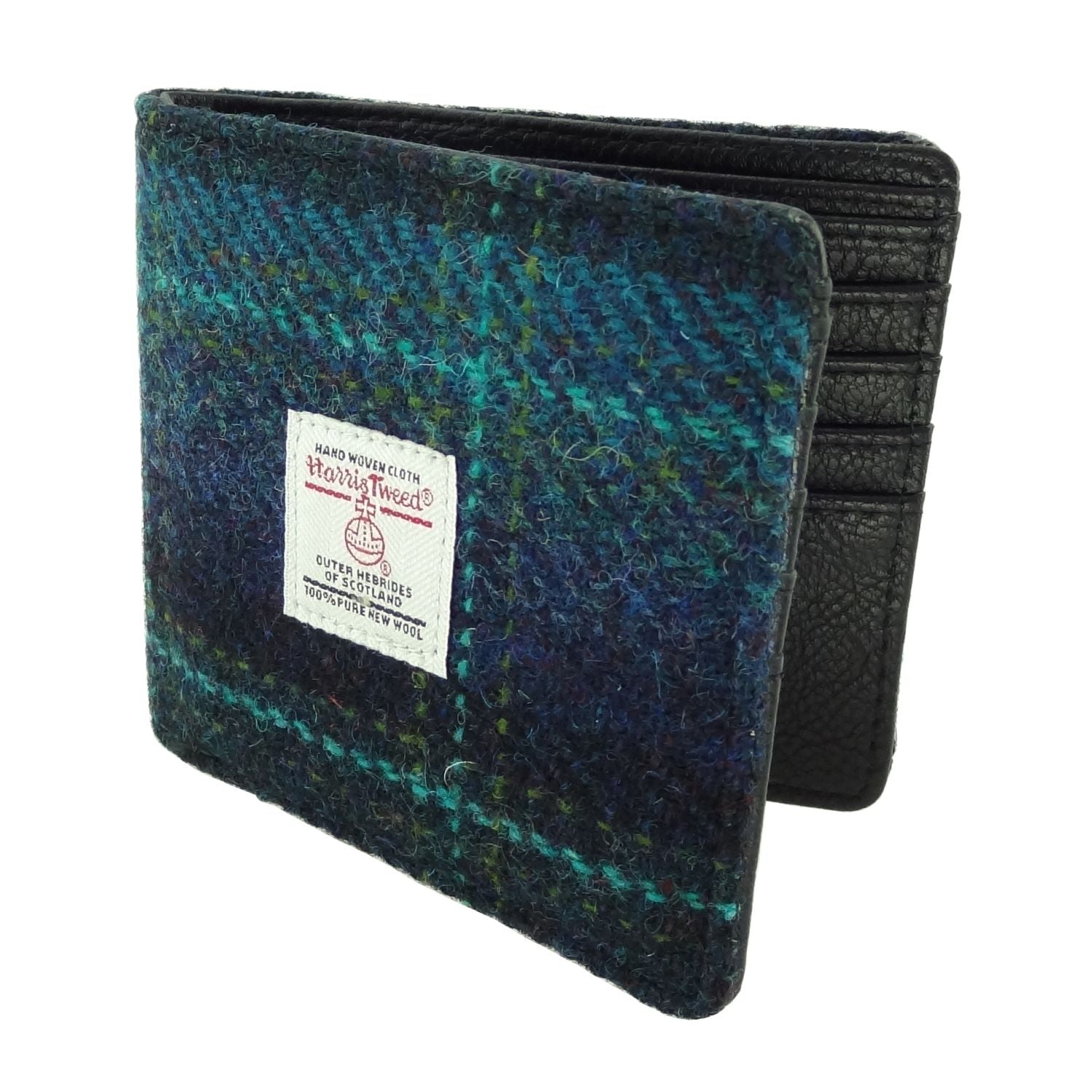 Mull Gents Wallet with Harris Tweed Navy Blue Check Fabric - COL119 | Harris Tweed Scotland
