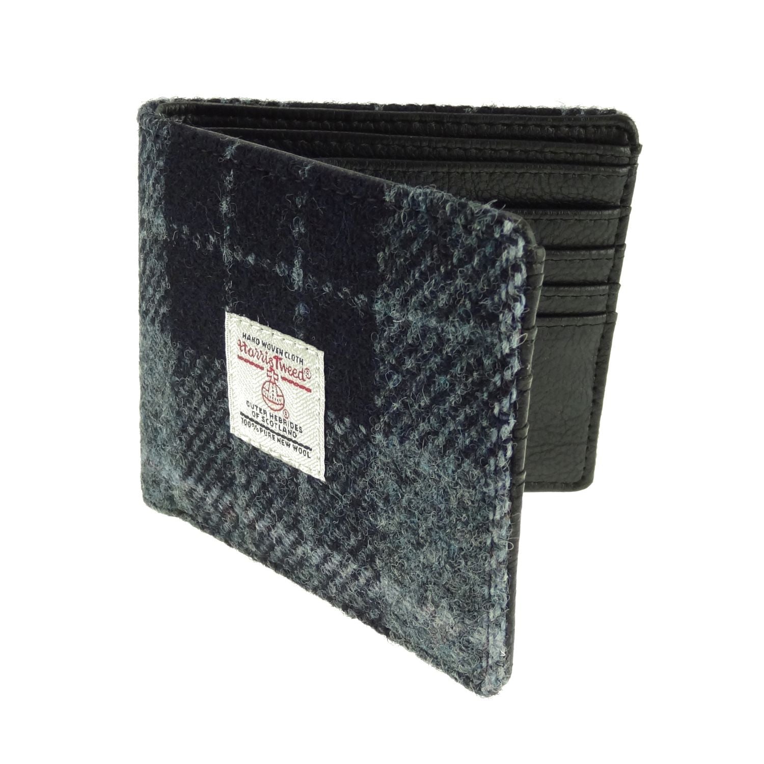 Mull Gents Wallet with Harris Tweed Navy Blue Check Fabric - COL95 | Harris Tweed Scotland