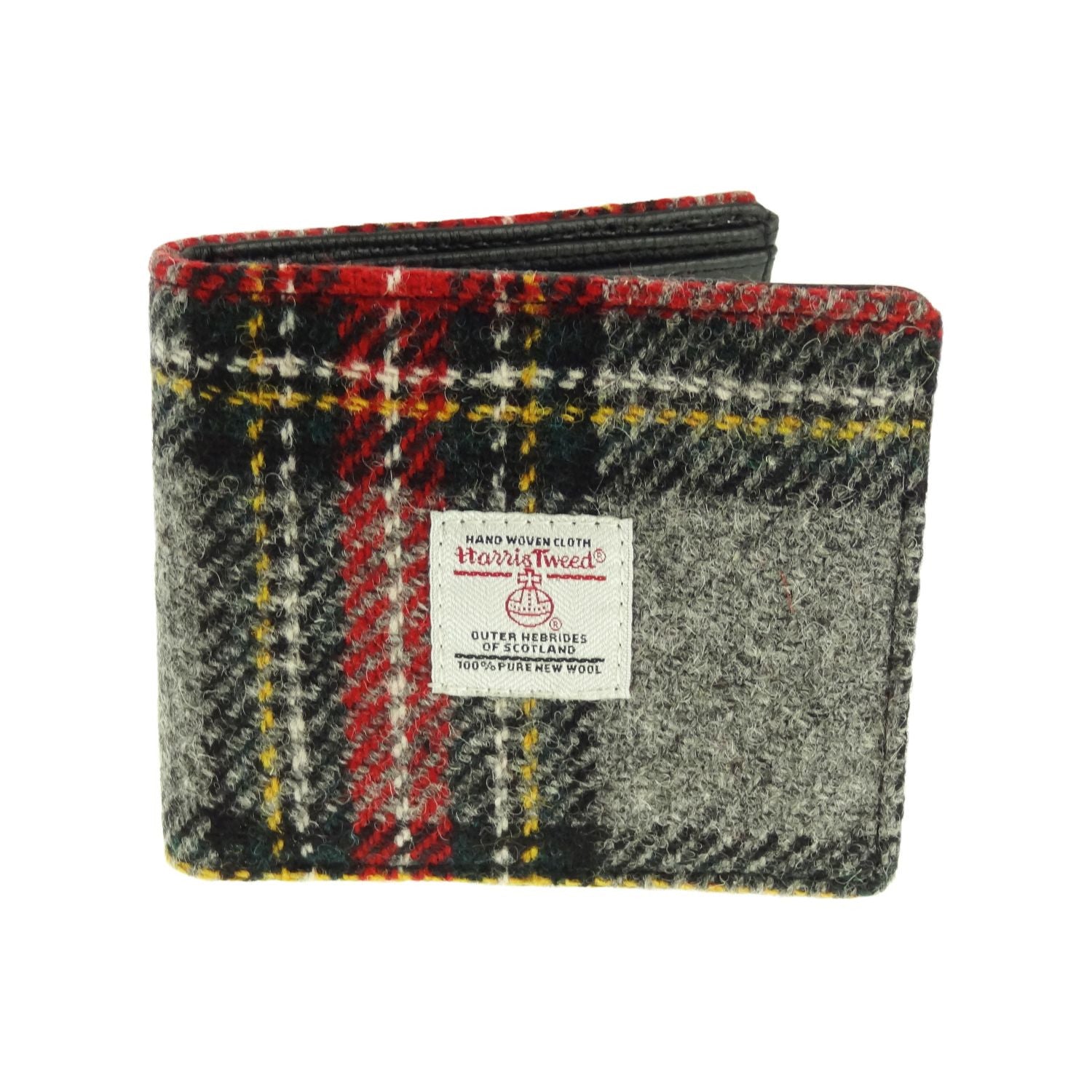 Mull Gents Wallet with Harris Tweed Grey, Red & Black Check Fabric - COL96 | Harris Tweed Scotland