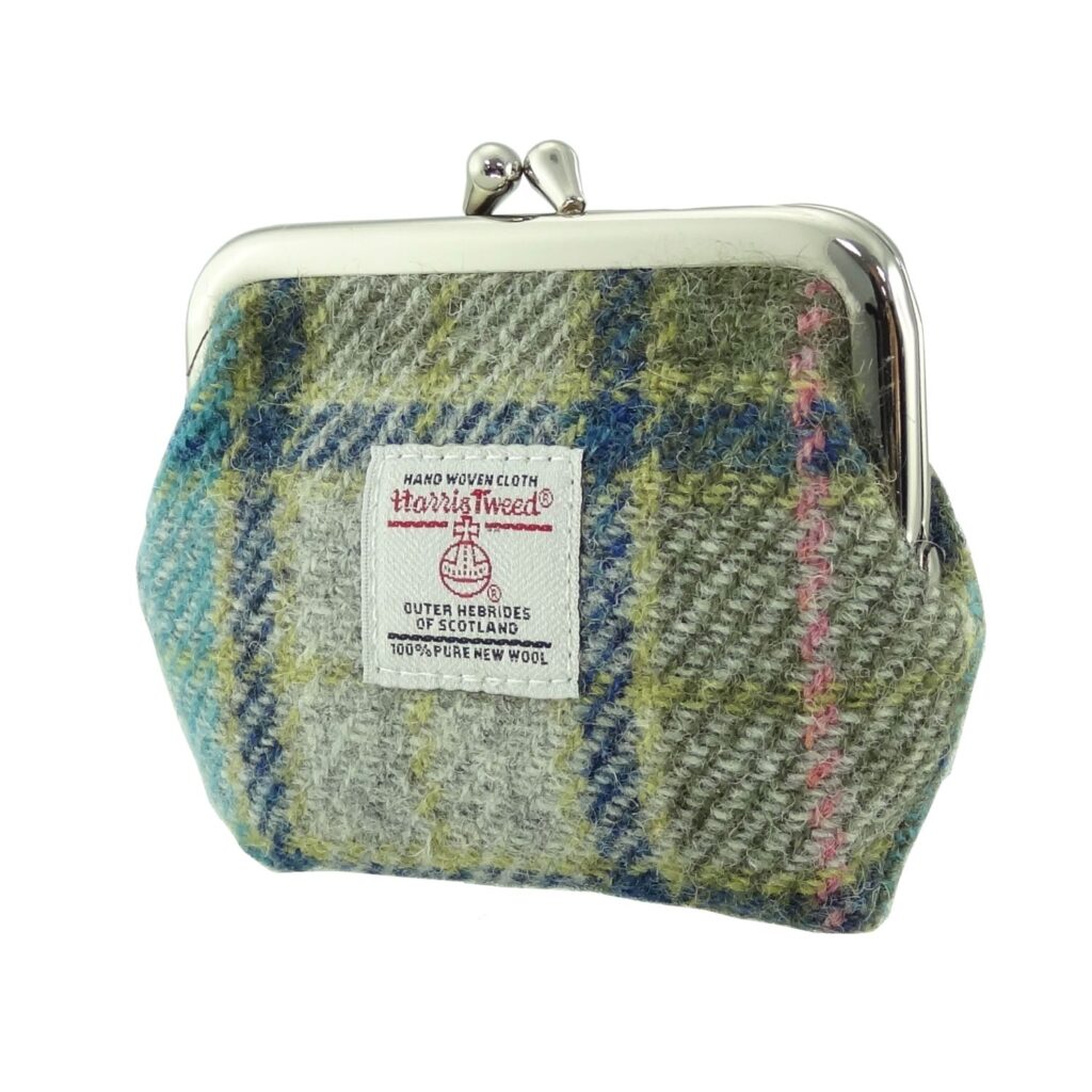 Harris Tweed Scotland Eigg Small Clasp Purse Green Blue | Harris Tweed Scotland