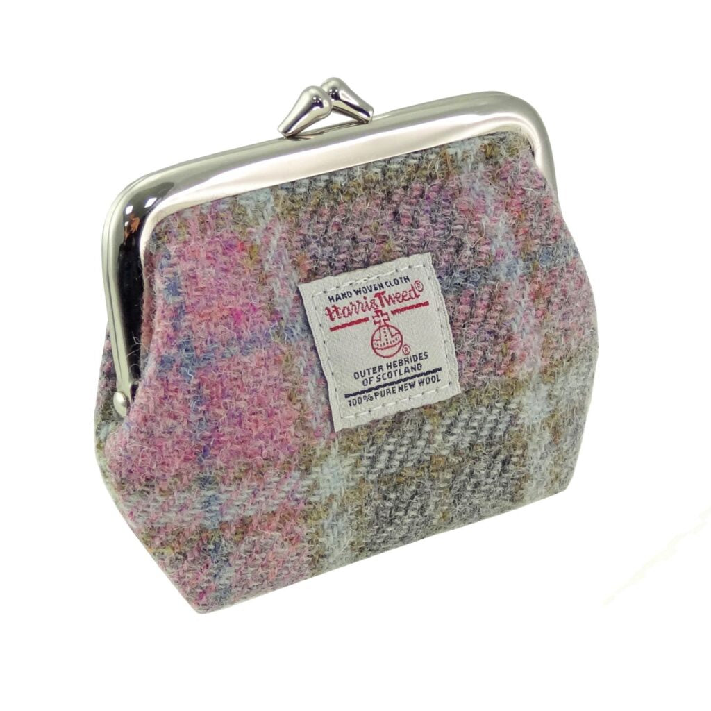 Harris Tweed Scotland Eigg Small Clasp Purse Purple Check - COL134 | Harris Tweed Scotland