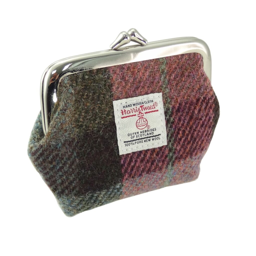 Harris Tweed Scotland Eigg Small Clasp Purse Purple & Green Check - COL137 | Harris Tweed Scotland