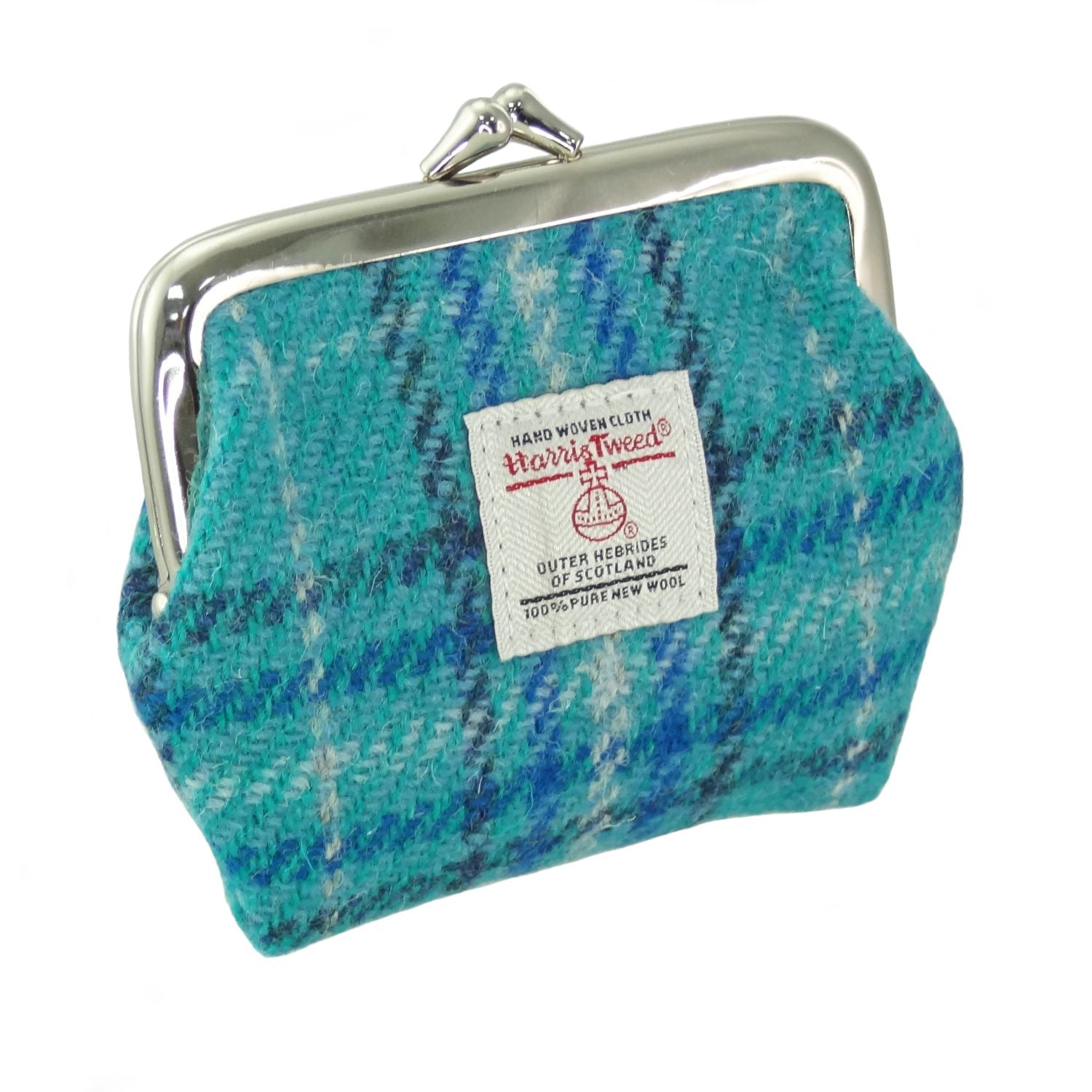 Harris Tweed Scotland Eigg Small Clasp Purse Blue Check - COL145 | Harris Tweed Scotland