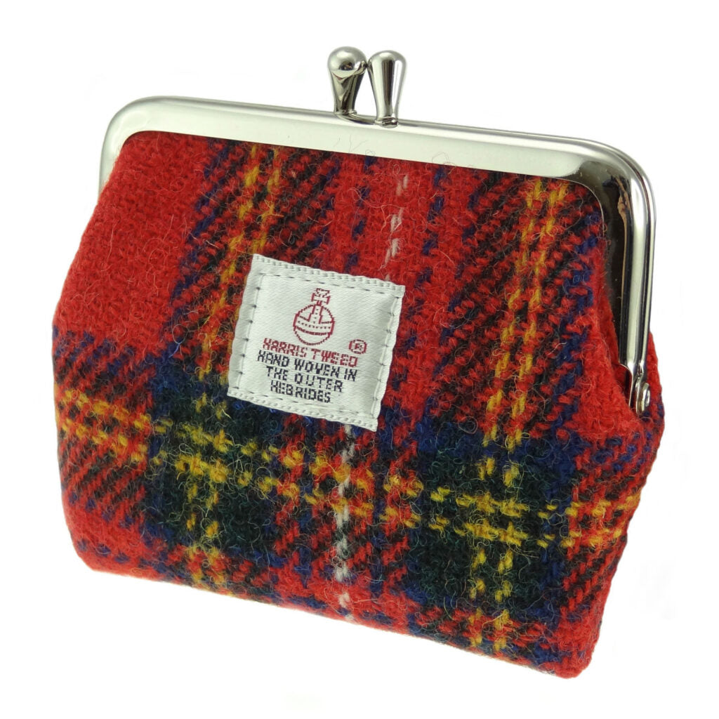 Harris Tweed Scotland Eigg Small Clasp Purse Red, Yellow, Orange & Green - COL24 | Harris Tweed Scotland