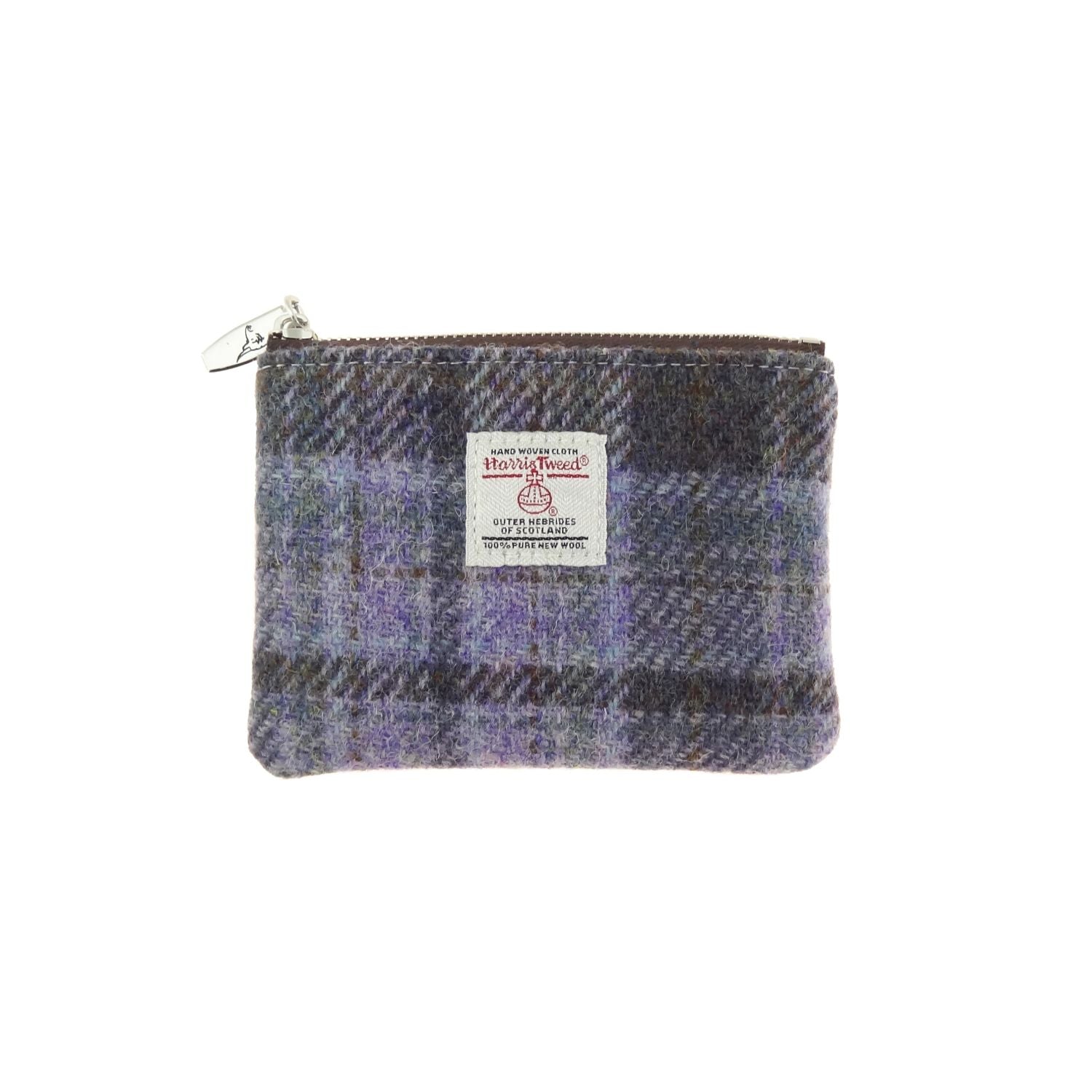 Eriskay Small Zip Pouch with Harris Tweed Scotland Soft Purple Tartan