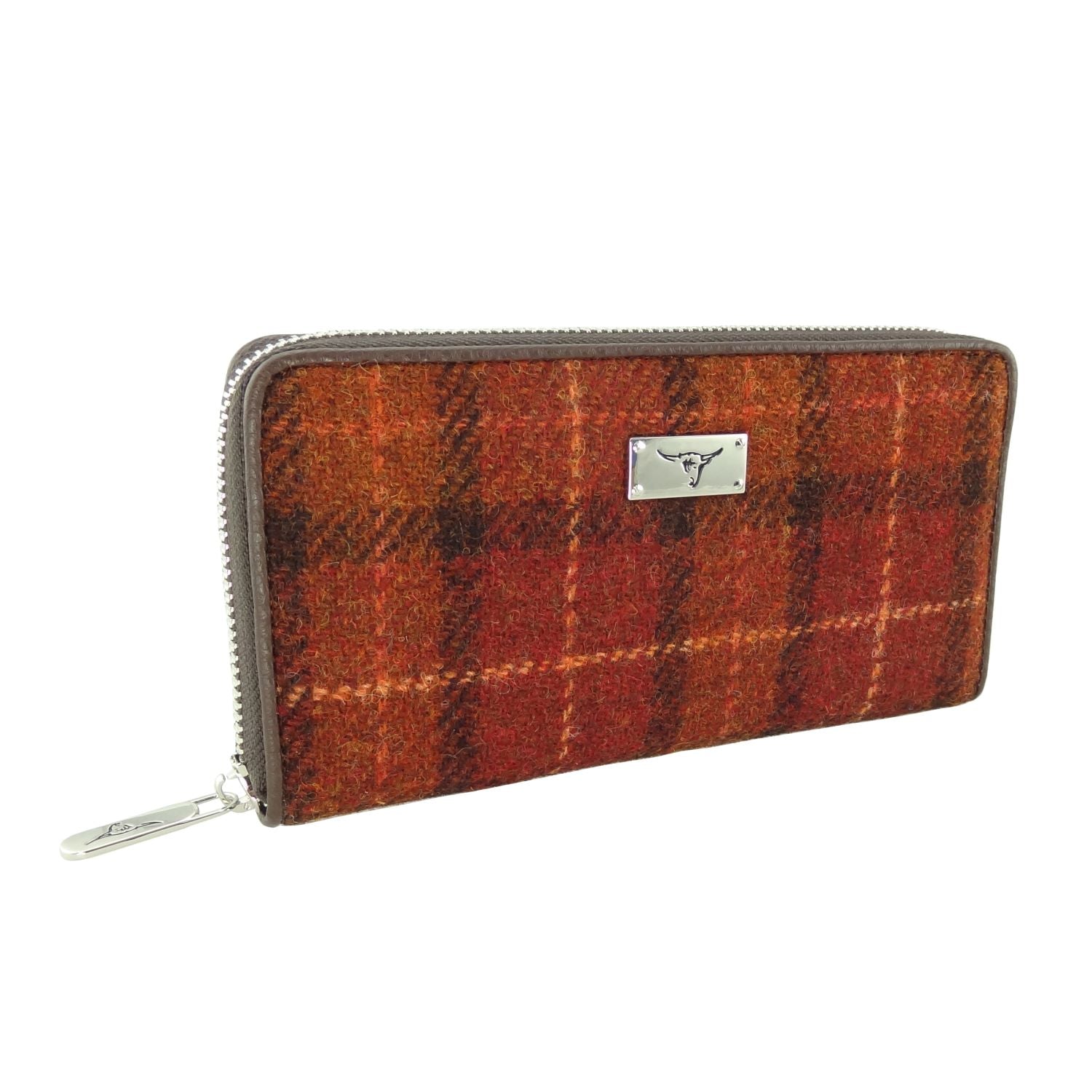 Harris Tweed Staffa Long Zip Purse Burnt Orange & Brown | Harris Tweed Scotland