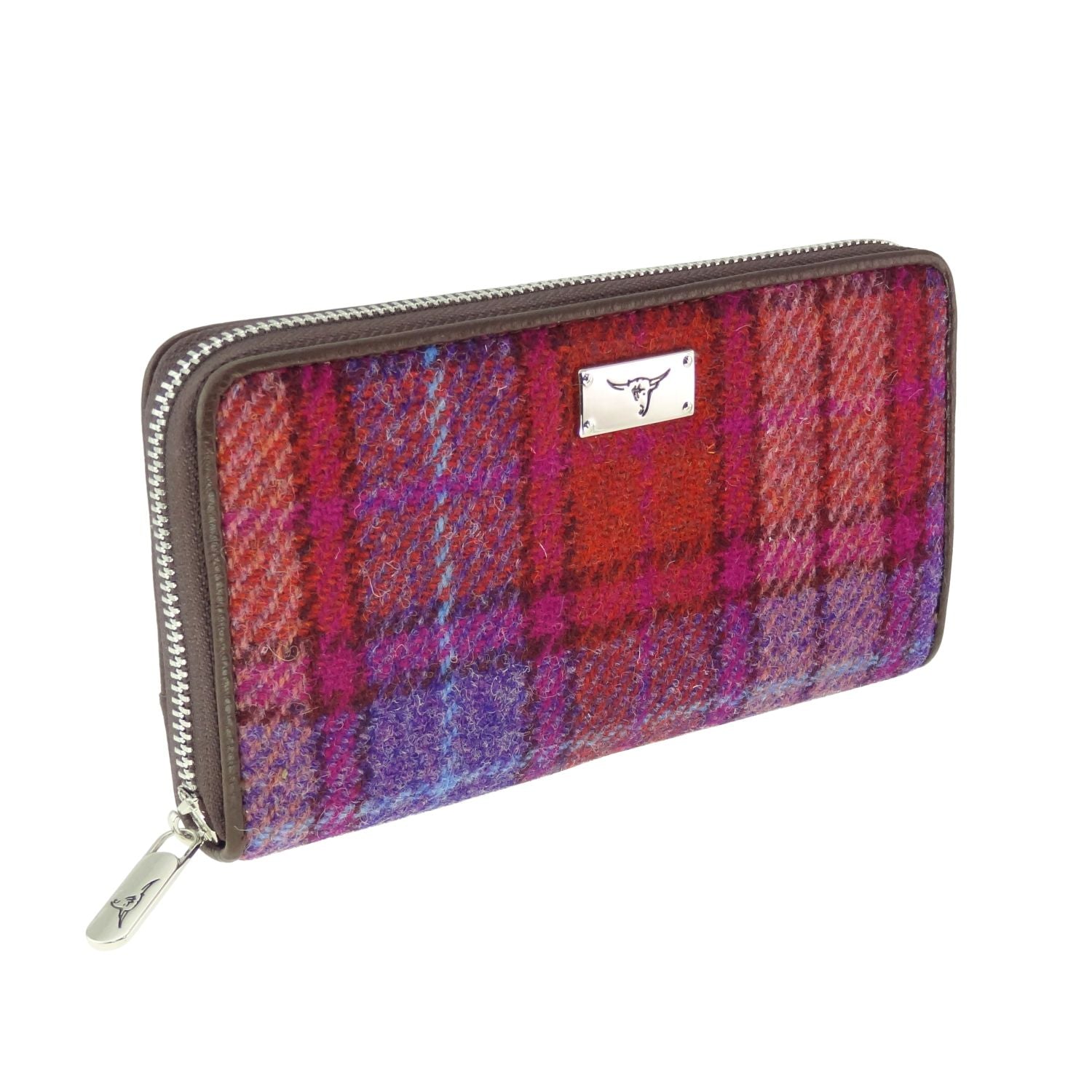 Staffa Long Zip Purse Harris Tweed Purple, Blue & Orange | Harris Tweed Scotland