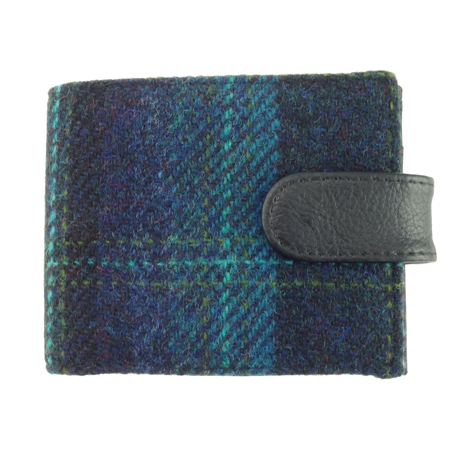 Harris Tweed Barra Wallet with Coin Section Navy Blue Check - COL119 | Harris Tweed Scotland