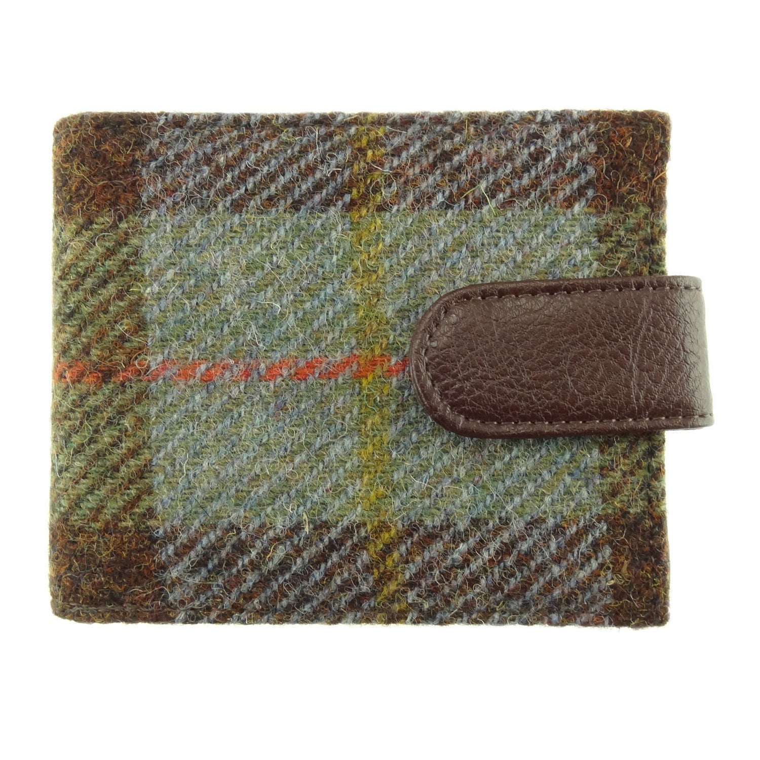 Harris Tweed Barra Wallet with Coin Section Green & Brown Fabric - COL15 | Harris Tweed Scotland