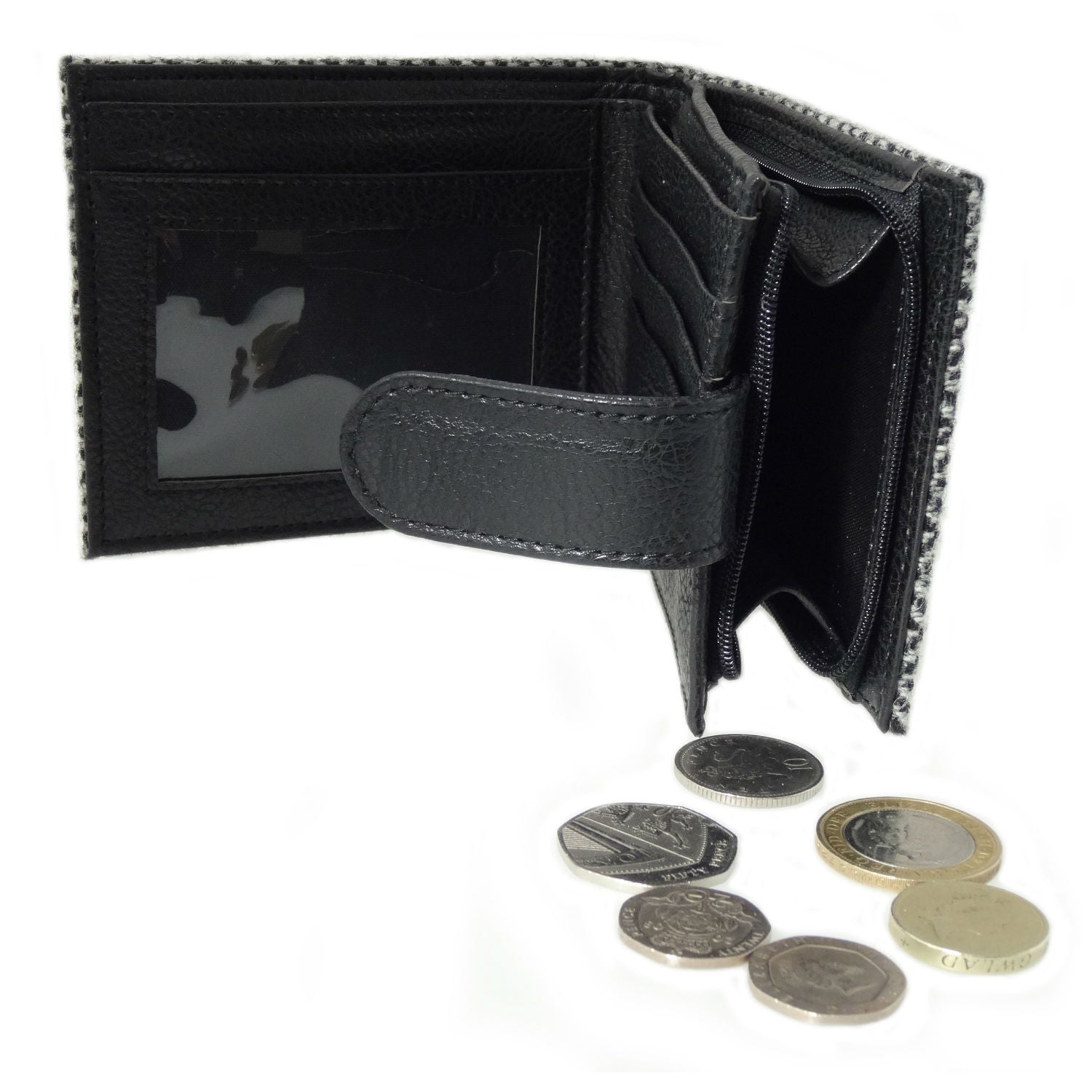 Harris Tweed Barra Wallet with Coin Section Green & Brown Fabric - COL15 – Image 2 | Harris Tweed Scotland