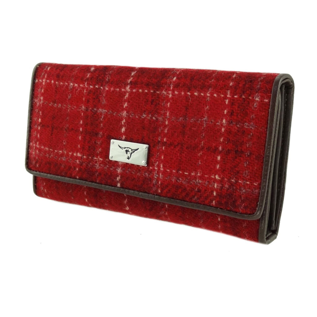 Harris Tweed Tiree Purse with ID Window Burnt Orange Check - COL102 | Harris Tweed Scotland