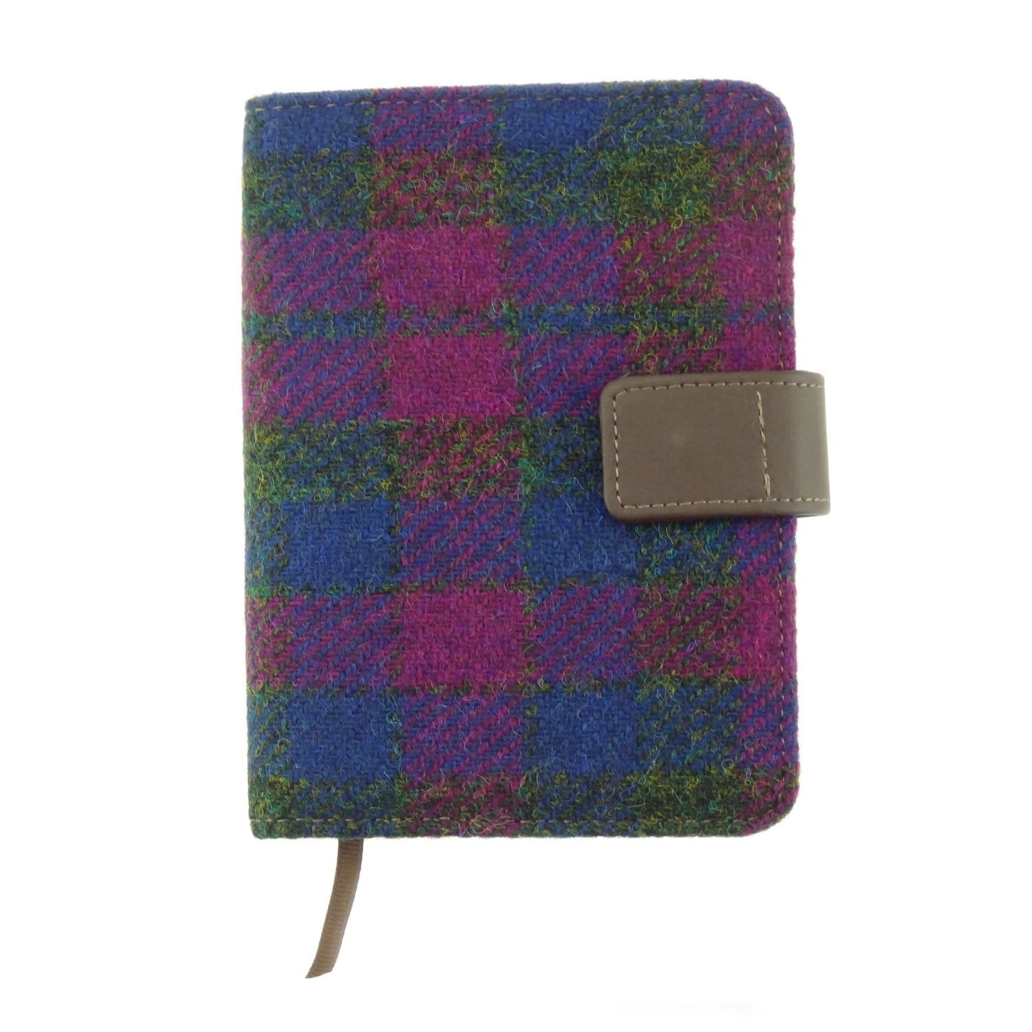 Harris Tweed Address Book Blue, Purple & Green Check Fabric - COL54 | Harris Tweed Scotland