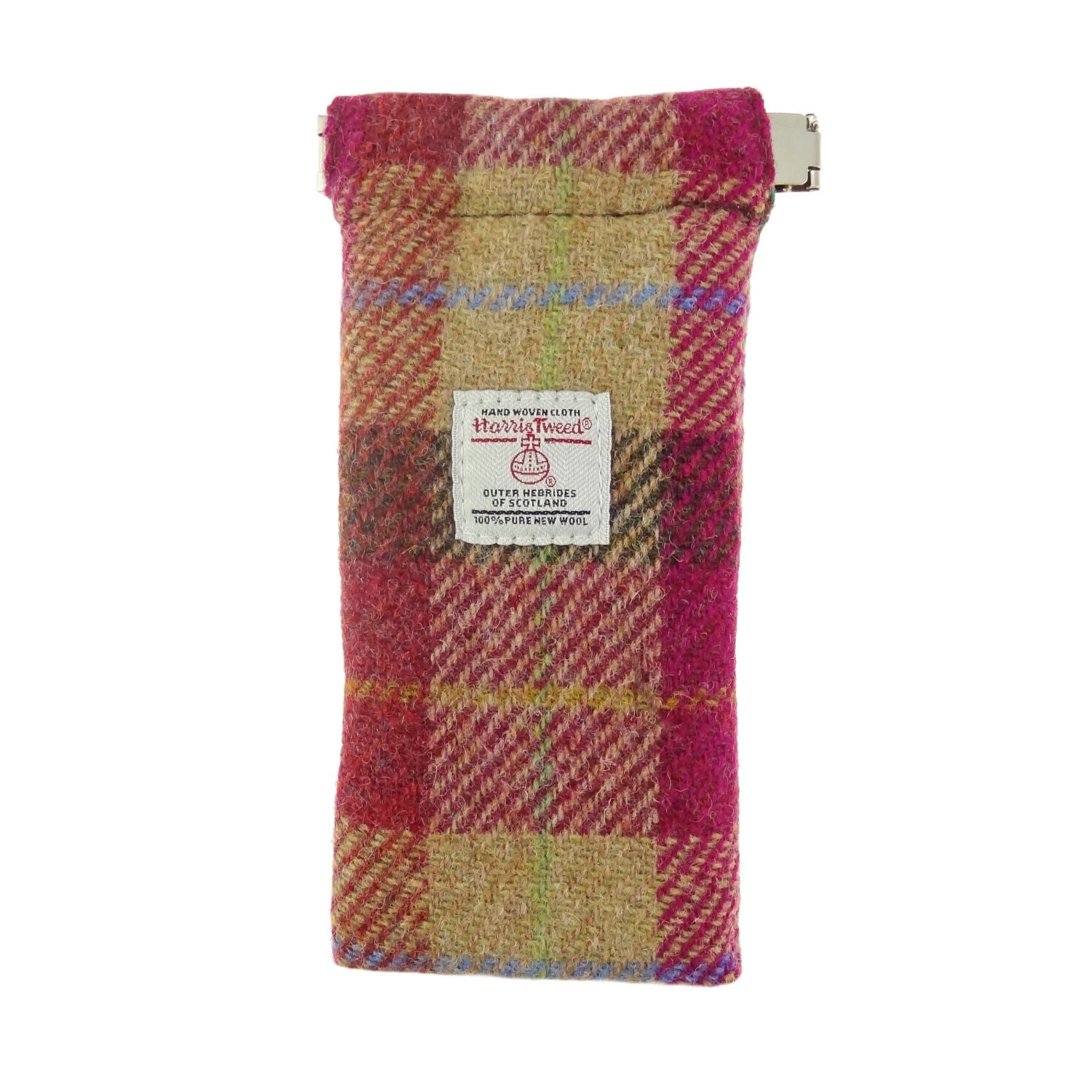 Glen Appin Harris Tweed Glasses Case (Burgundy & Sand Tartan)