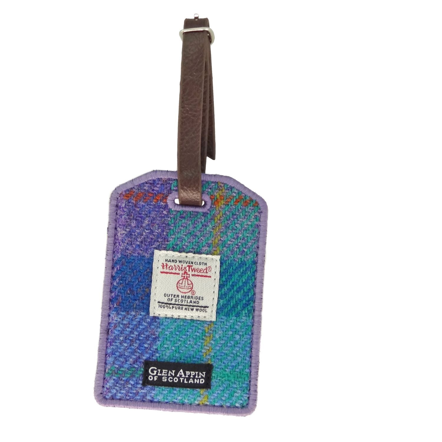 Harris Tweed Scotland Luggage Tag in Purple & Mint Check – Image 12 | Harris Tweed Scotland
