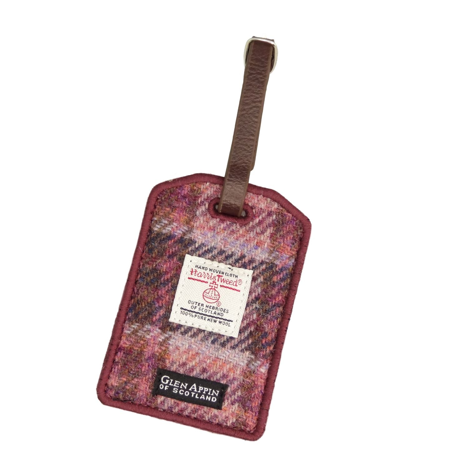 Harris Tweed Scotland Luggage Tag in Purple & Mint Check – Image 5 | Harris Tweed Scotland