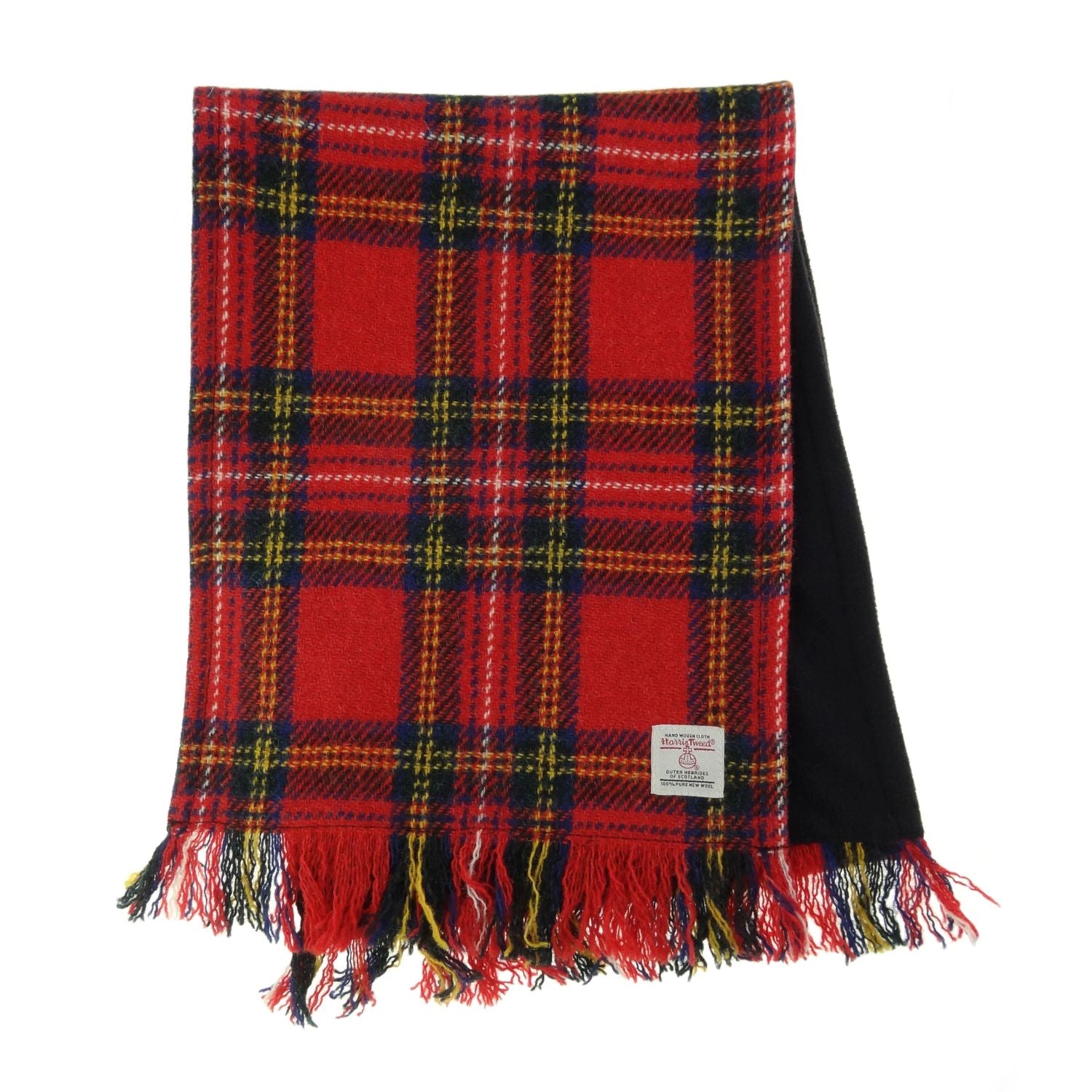 Harris Tweed Red, Black & Yellow Tartan Fabric Scarf with Gift Box - COL24 | Harris Tweed Scotland