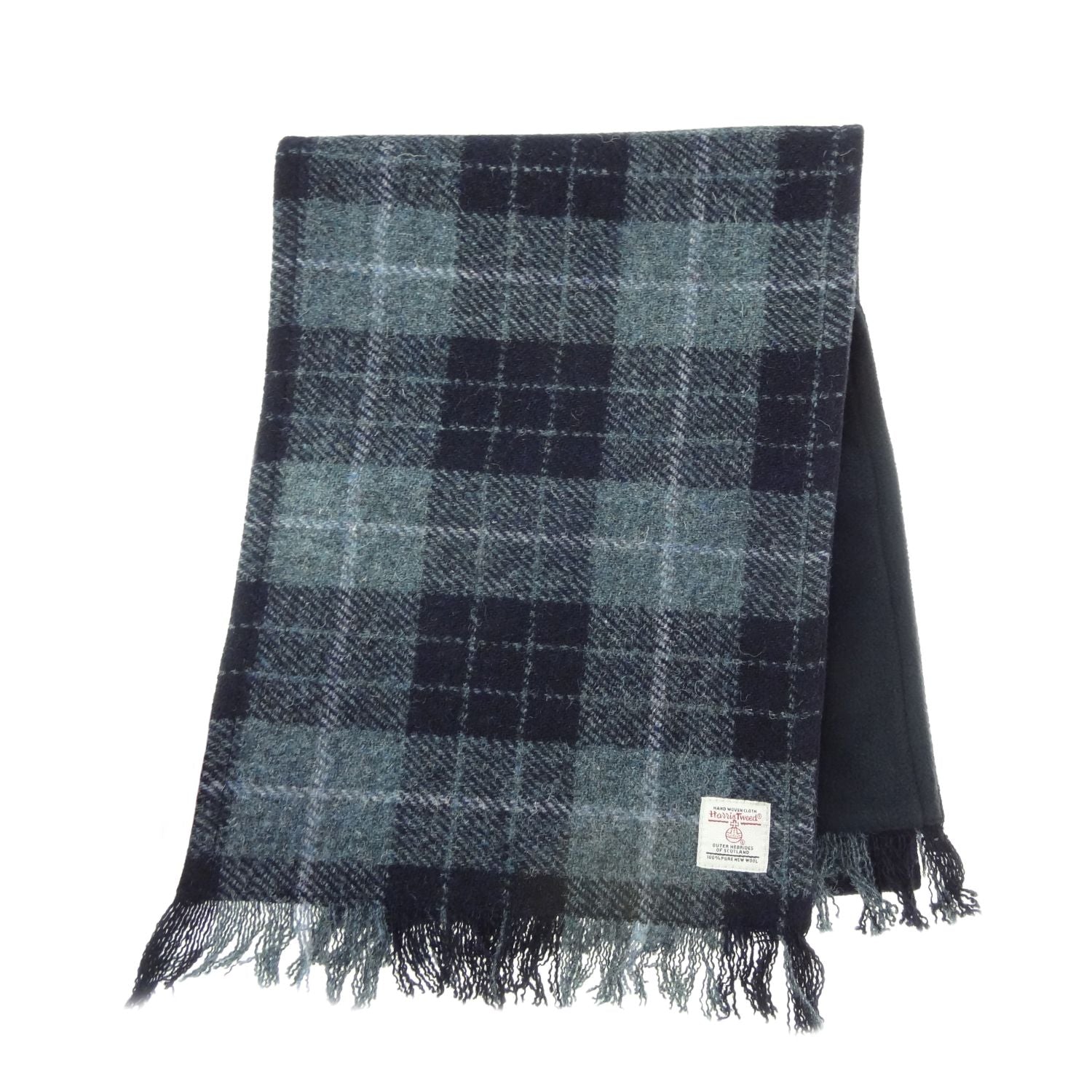 Harris Tweed Scarf Blue & Navy Check Fabric with Gift Box - COL95 | Harris Tweed Scotland