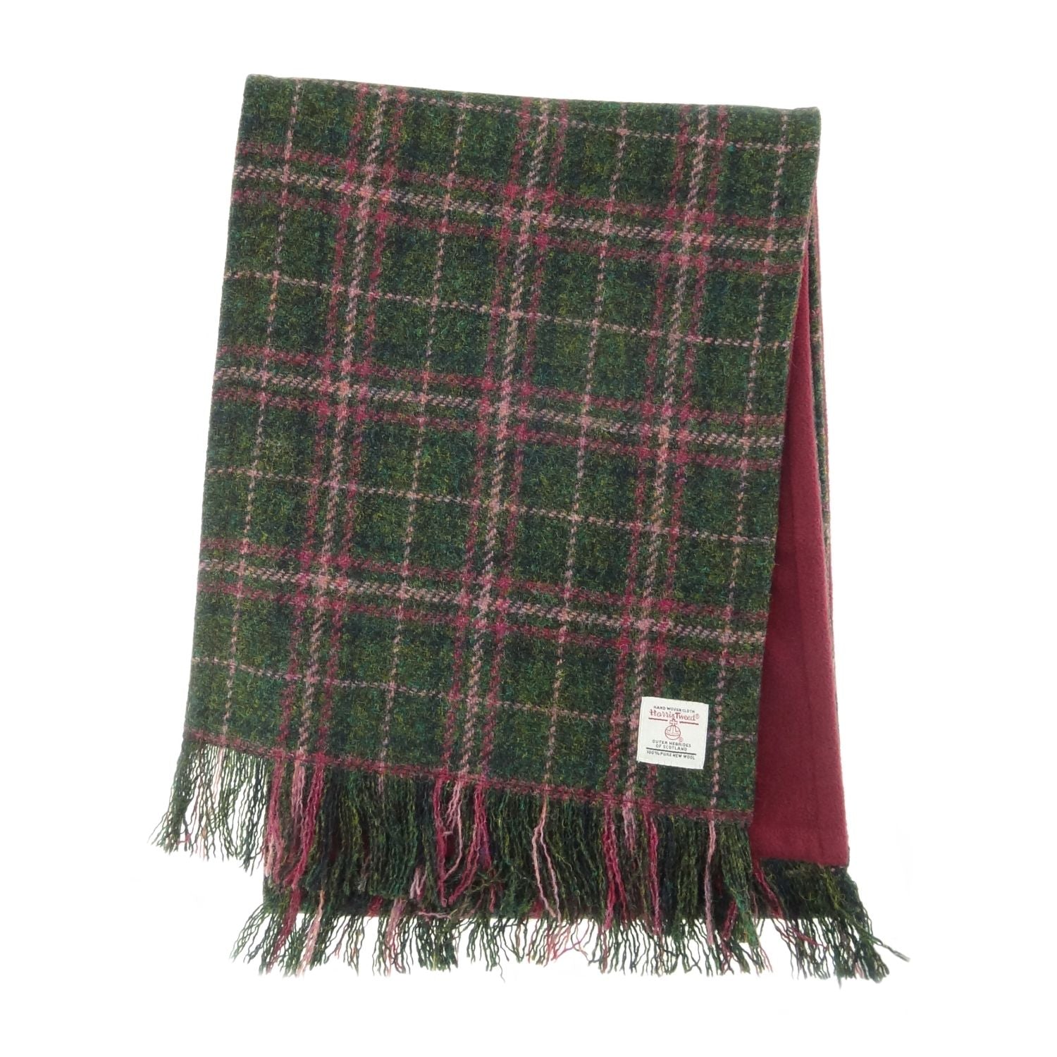 Harris Tweed Scarf Purple & Green Check Fabric with Gift Box - COL107 | Harris Tweed Scotland
