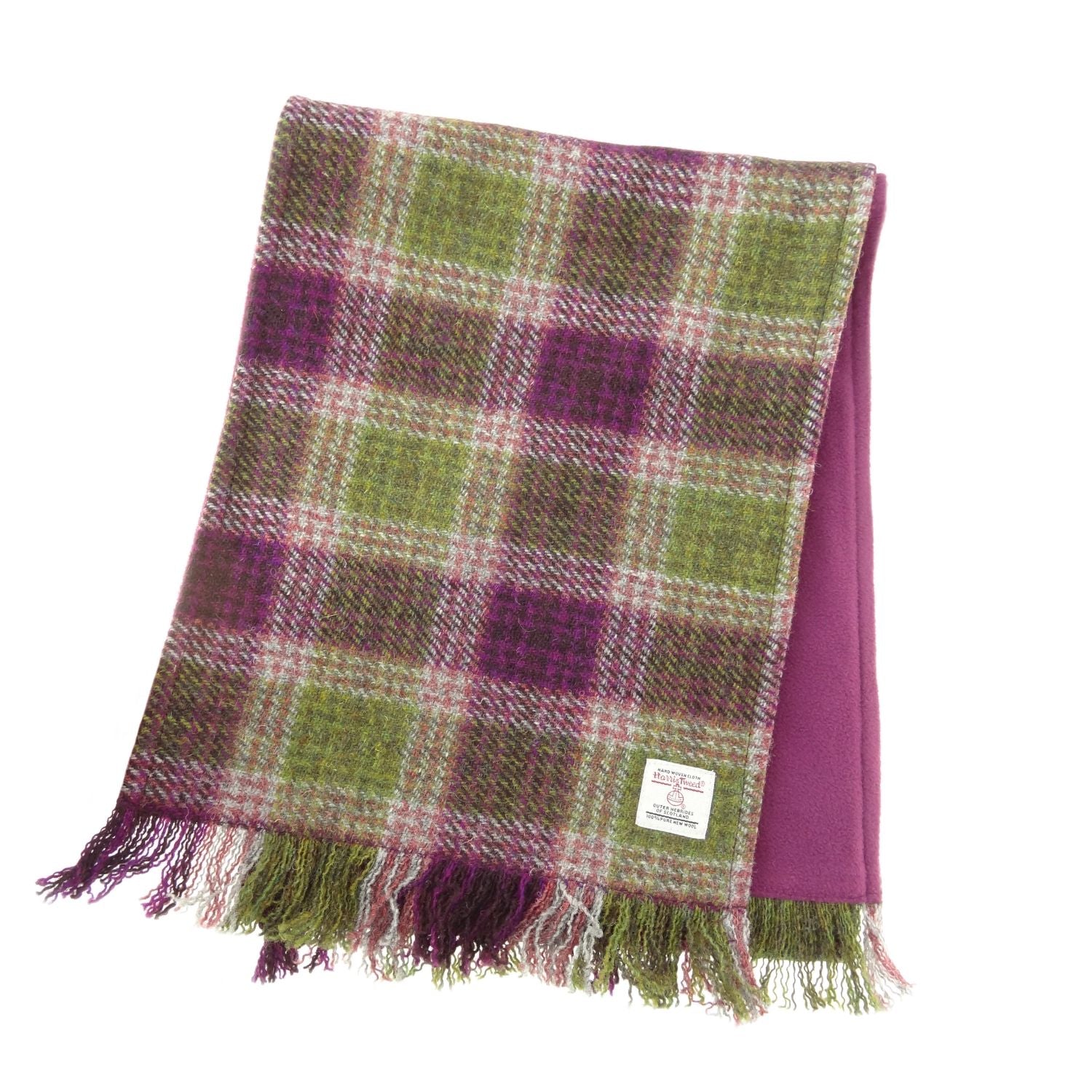 Harris Tweed Purple & Green Fabric Scarf with Gift Box - COL125 | Harris Tweed Scotland
