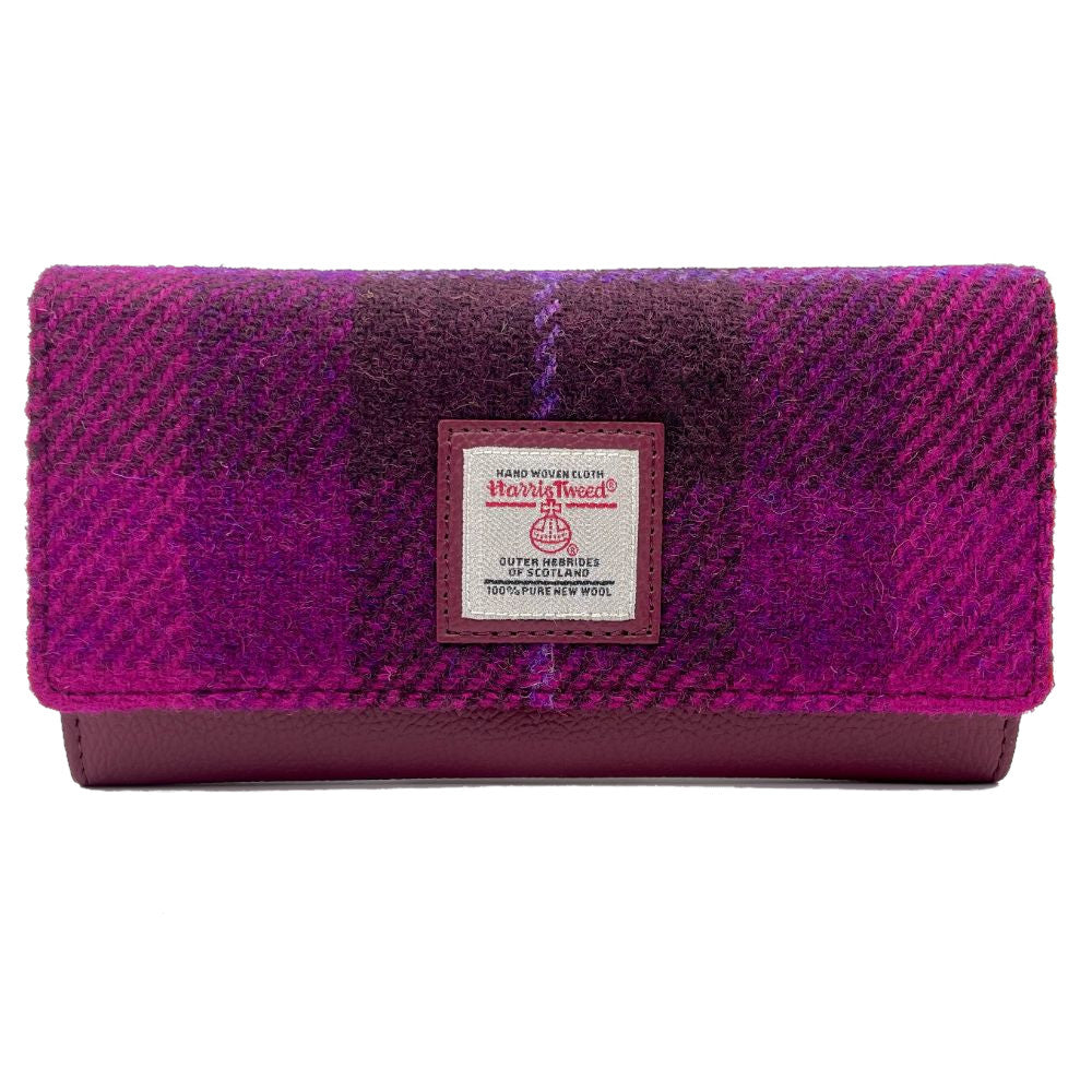 Maccessori Ladies Envelope Purse with Harris Tweed Purple Check Fabric | Harris Tweed Scotland