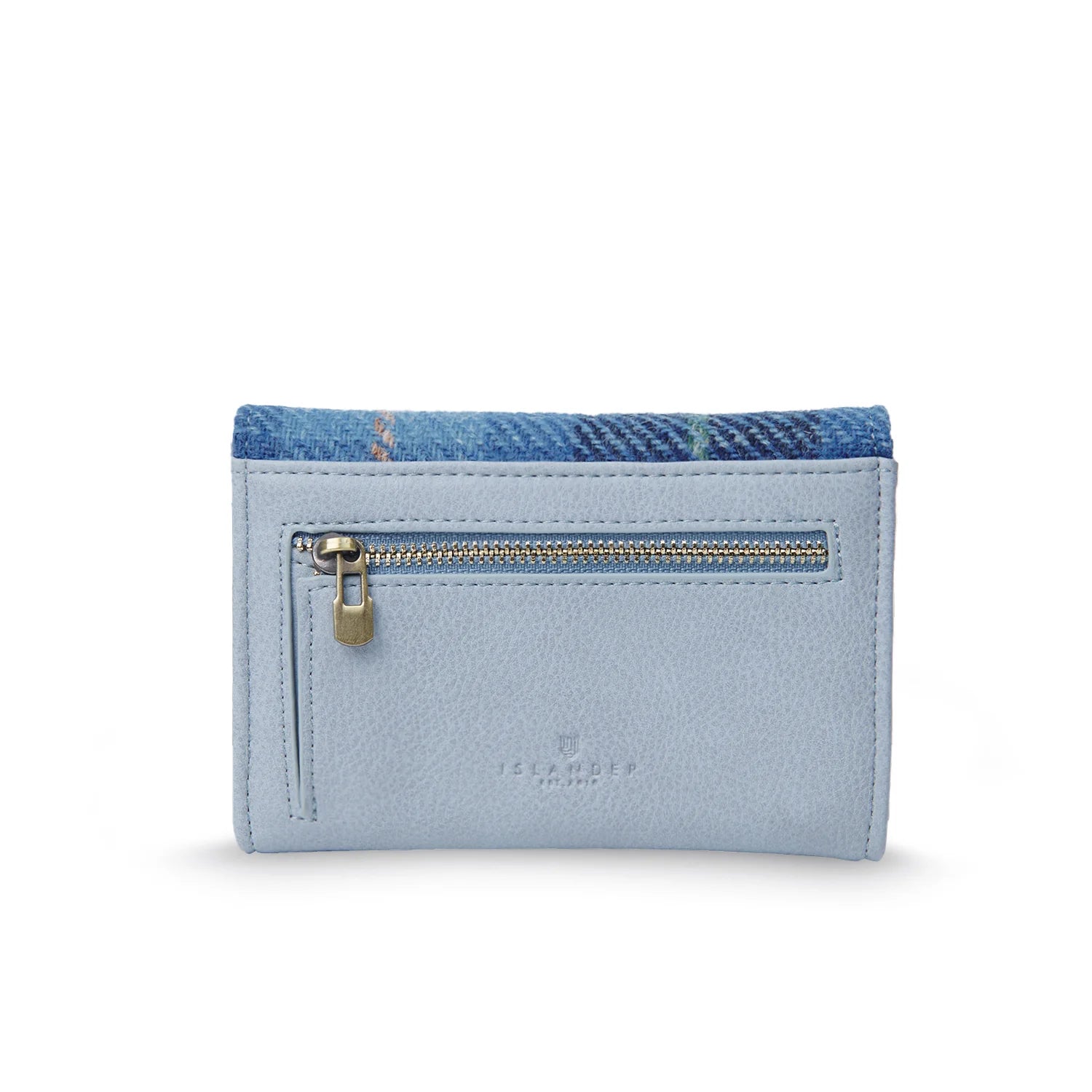 Islander Small Clasp Purse with Harris Tweed Blue Navy Beige Tartan – Image 3 | Harris Tweed Scotland