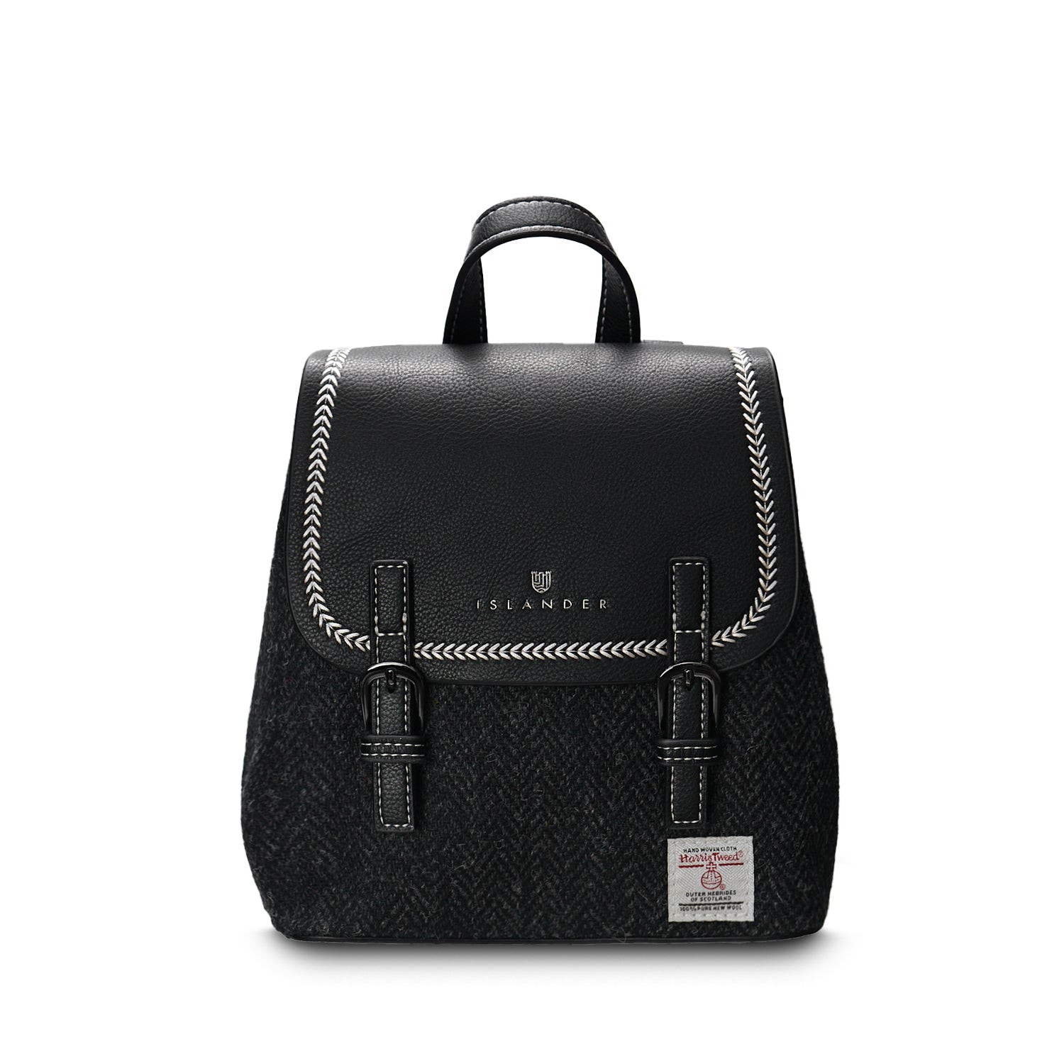 Islander Mini Jura Backpack with Harris Tweed Black Herringbone | Harris Tweed Scotland