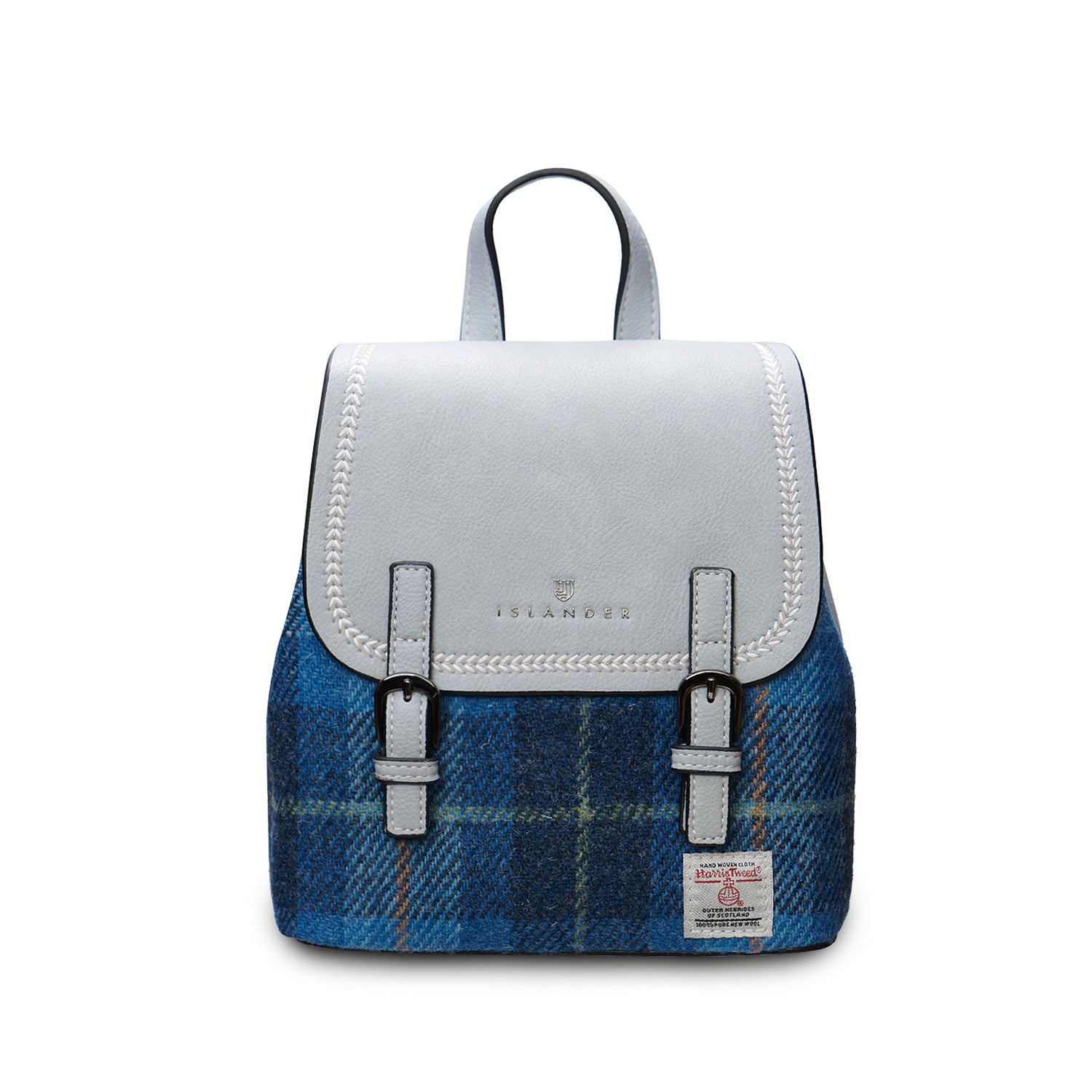 Islander Mini Jura Backpack with Harris Tweed Blue Tartan | Harris Tweed Scotland