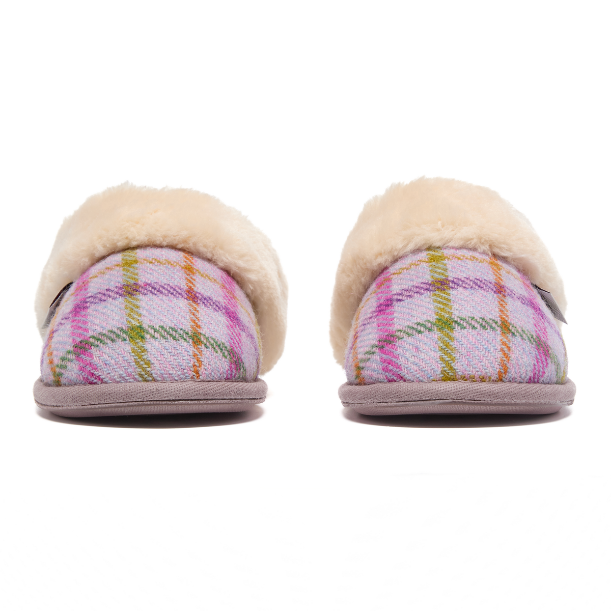 Pippa Ladies' Faux Fur Lined Mule (Lilac / Pink Check)