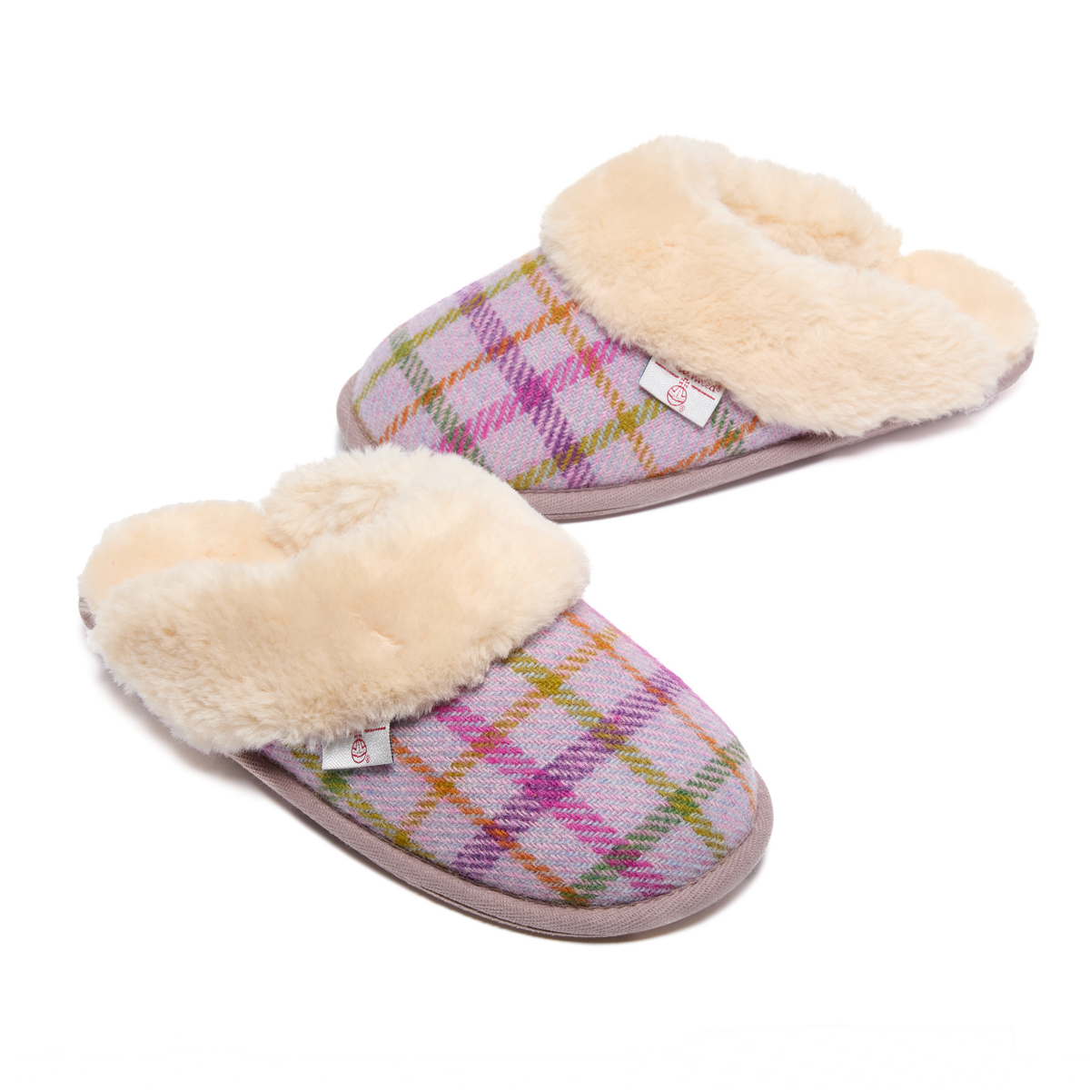 Pippa Ladies' Faux Fur Lined Mule (Lilac / Pink Check)