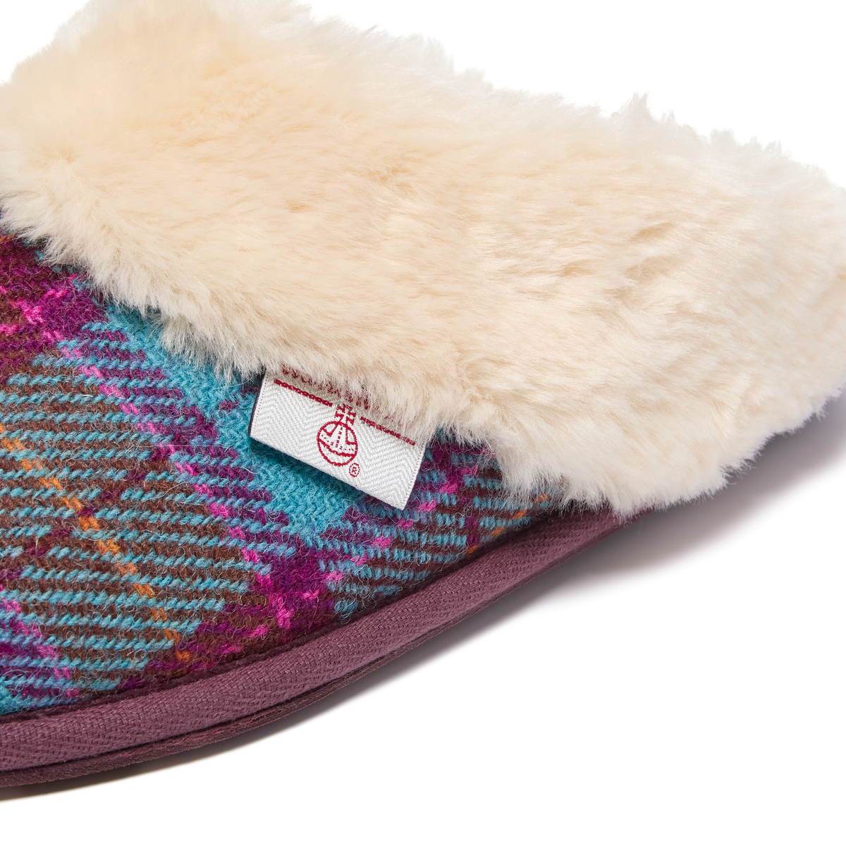Pippa Ladies' Faux Fur Lined Mule (Turquoise Check)
