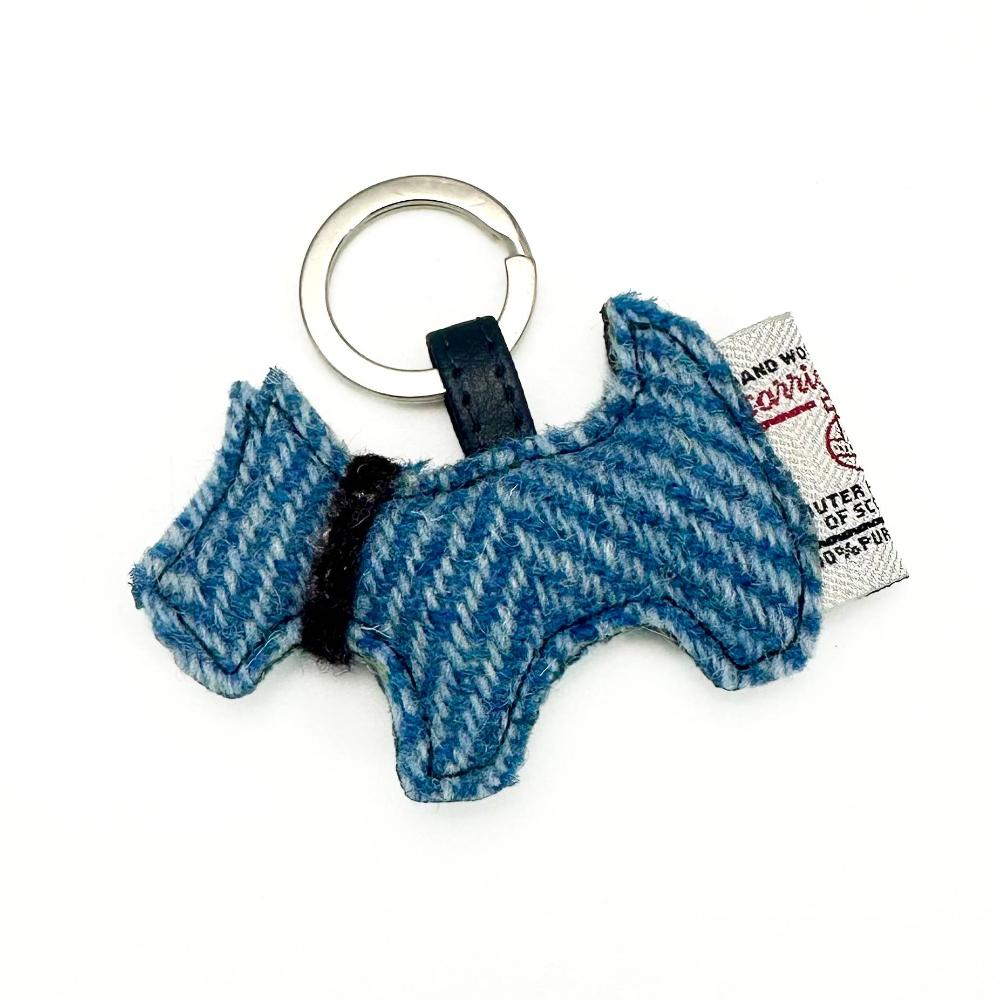 Maccessori Dog Keyring with Harris Tweed (Sky Blue)