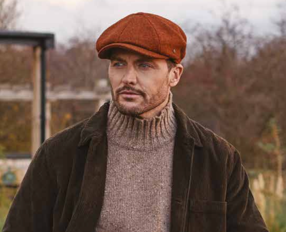 Failsworth Carloway Harris Tweed Scotland Traditional Bakerboy Classic 8 Piece Cap Blue Colours – Image 5 | Harris Tweed Scotland