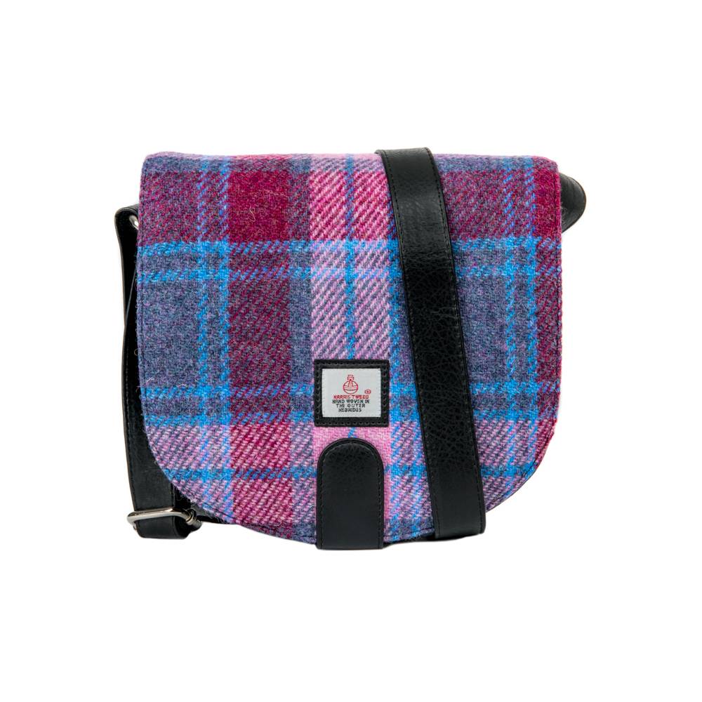 Maccessori Crossbody Bag with Harris Tweed - Green Purple Plaid