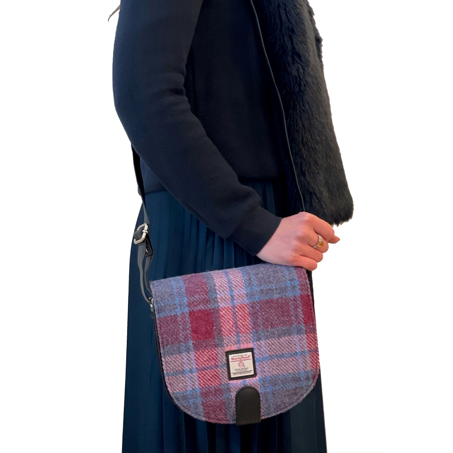 Maccessori Crossbody Bag with Harris Tweed Pastel Pink