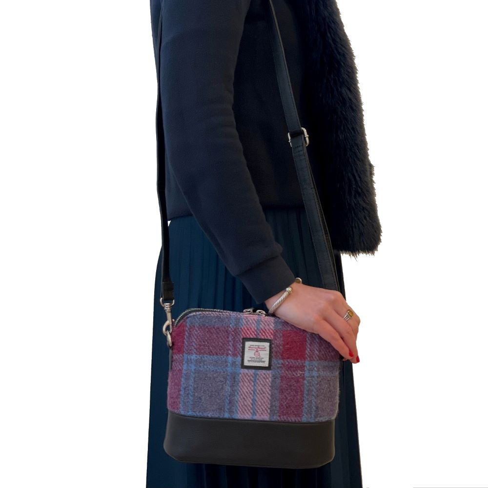 Maccessori Square Shoulder Bag with Harris Tweed Pastel Pink