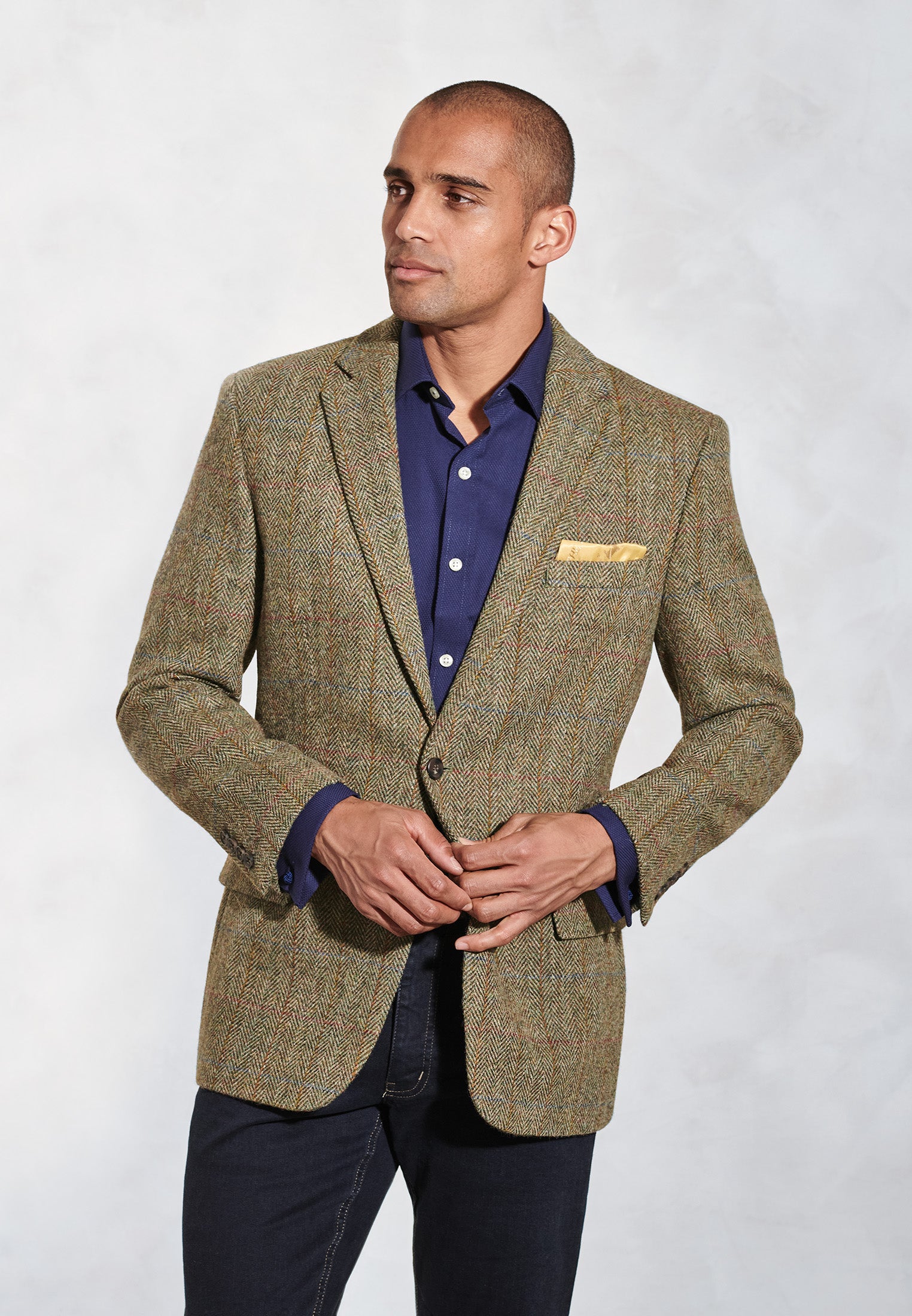 Regular Fit Olive Check Harris Tweed® Jacket