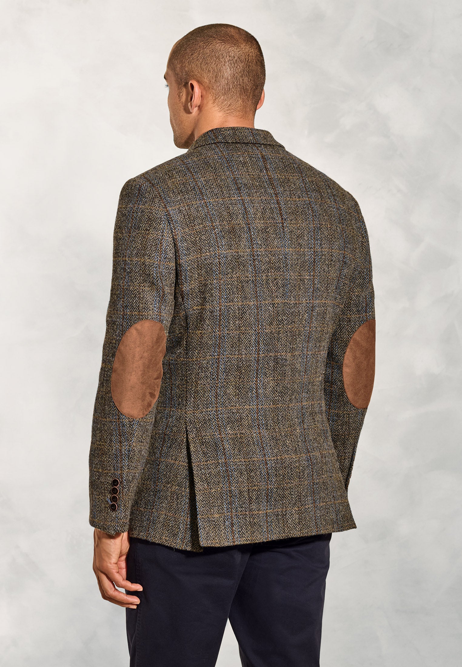 Tailored Fit Green and Blue Check Harris Tweed® Jacket