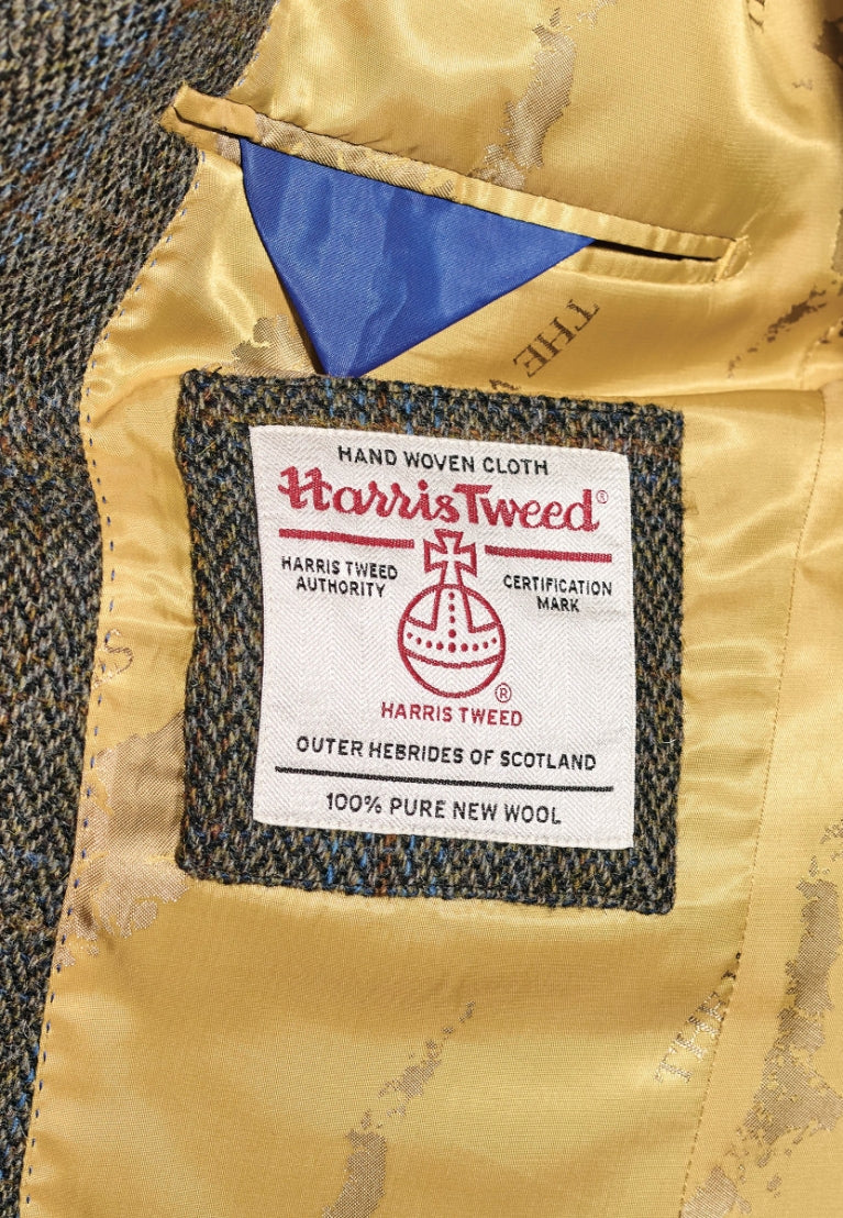 Tailored Fit Green and Blue Check Harris Tweed® Jacket