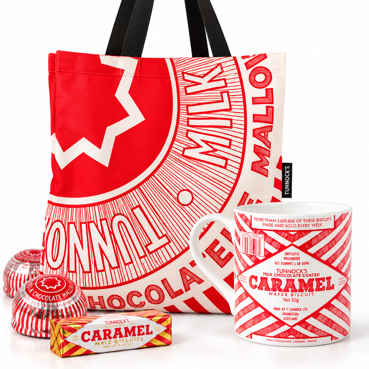 Tunnock’s Tea Cake Canvas Tote Bag - With Optional Matching Mug (Ceramic Teacake Wrapper Mug)