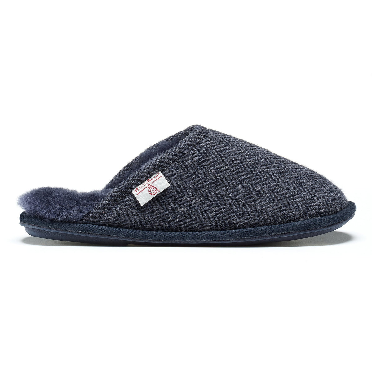 William Men's Harris Tweed Mule (Navy Herringbone)