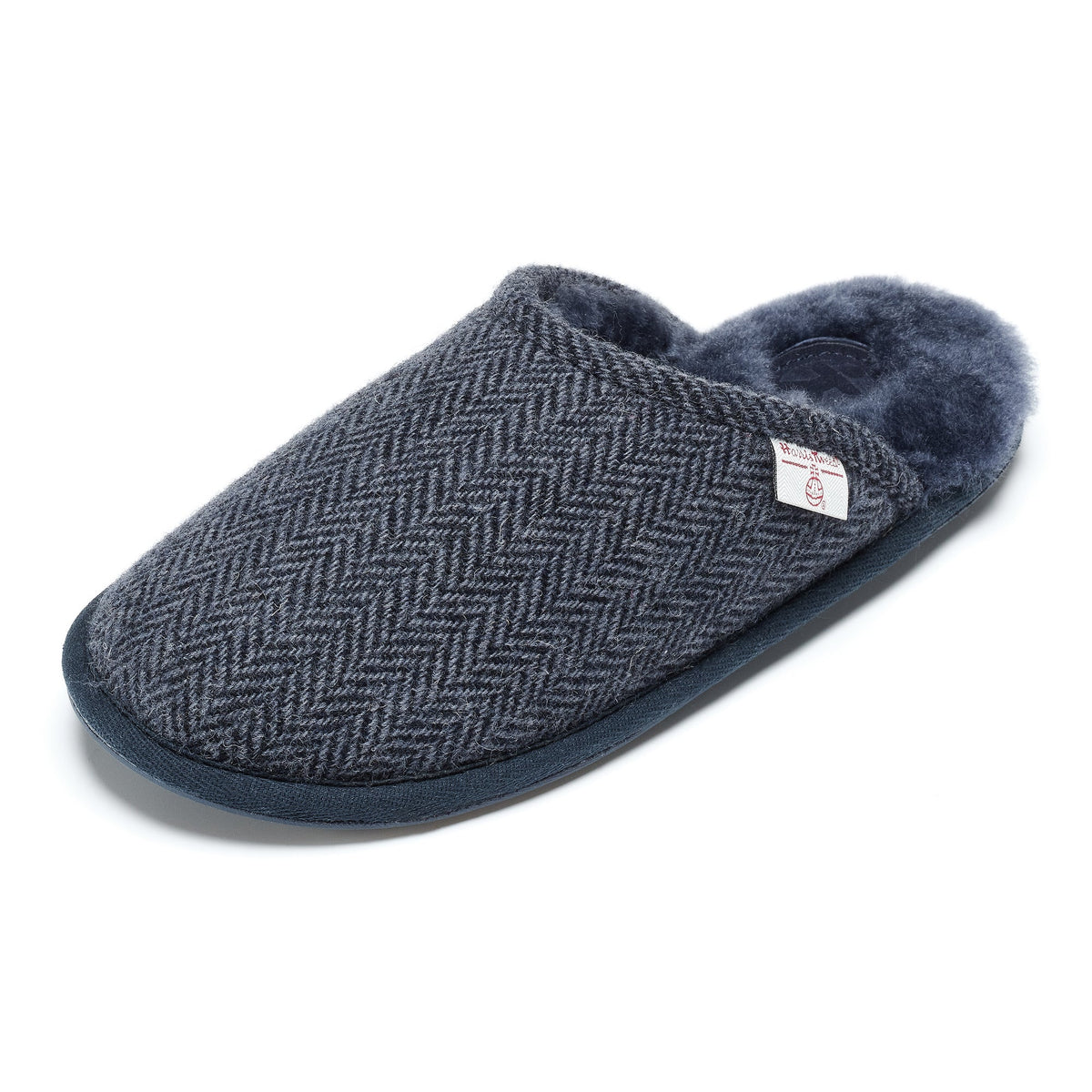 William Men's Harris Tweed Mule (Navy Herringbone)