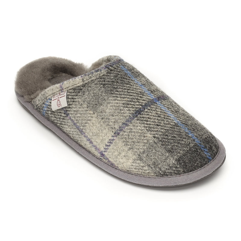 William Men's Harris Tweed Mule (Grey / Charcoal Check)