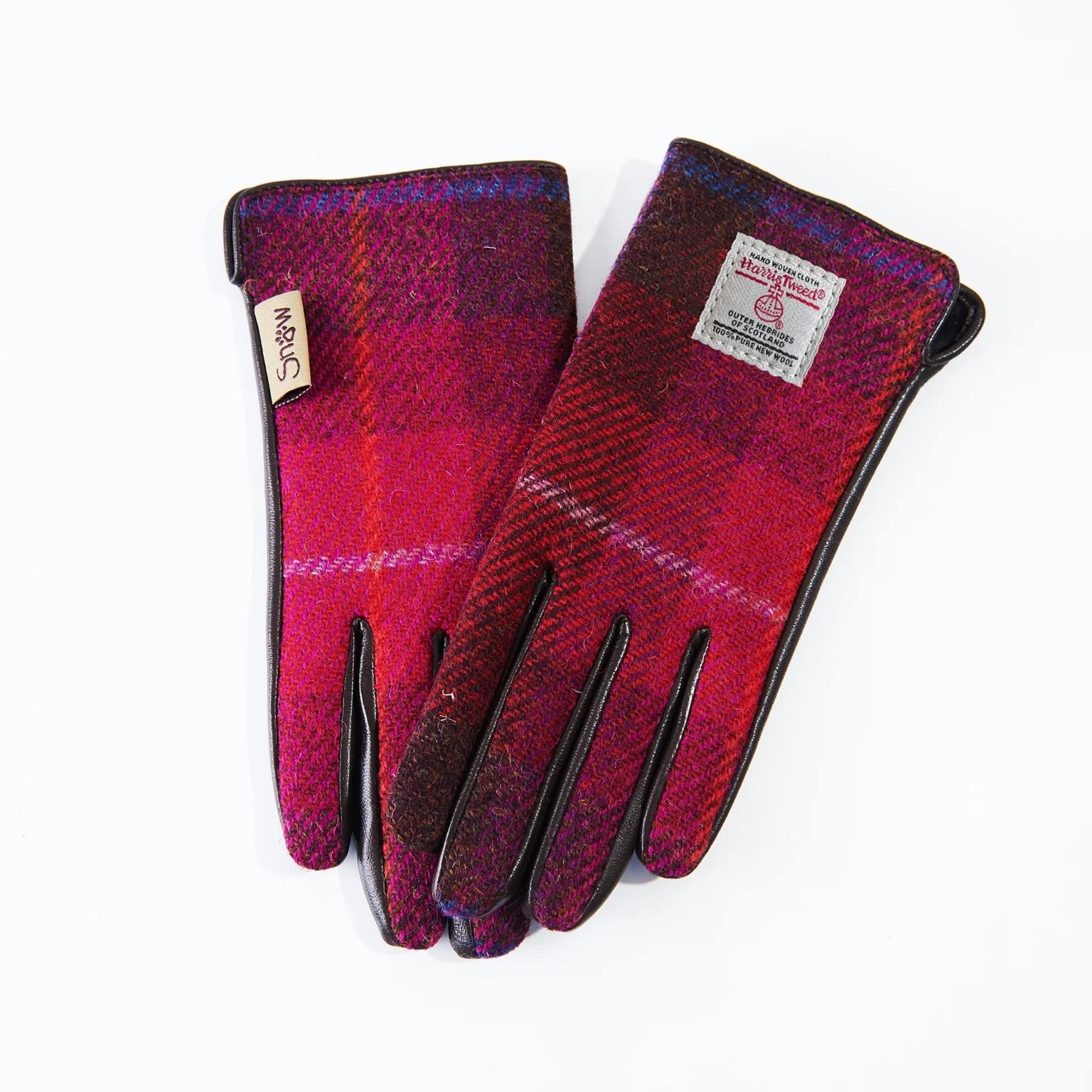 Islander Ladies Gloves with Harris Tweed - Fuschia Tartan